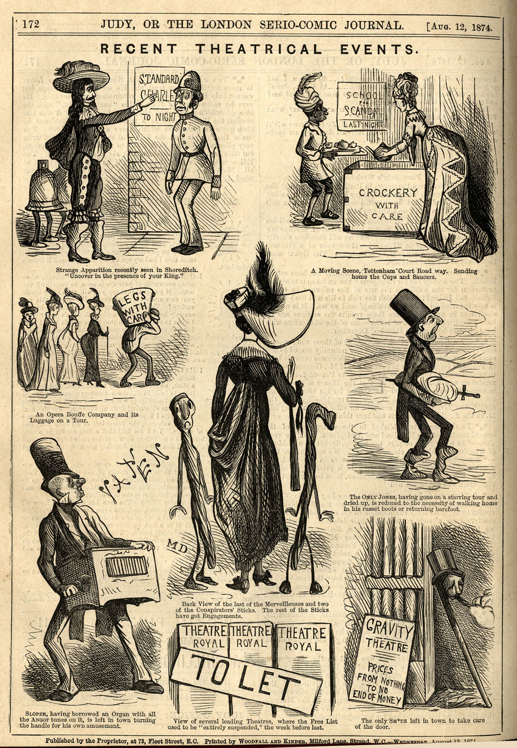 Ally Sloper, Marie Duval strip in Judy, page 11. Public domain. Source: https://commons.wikimedia.org/wiki/File%3AMarie_Duval%2C_Ally_Sloper%2C_Recent_Theatrical_Events_%28Judy%2C_August_12%2C_1874%29.jpg