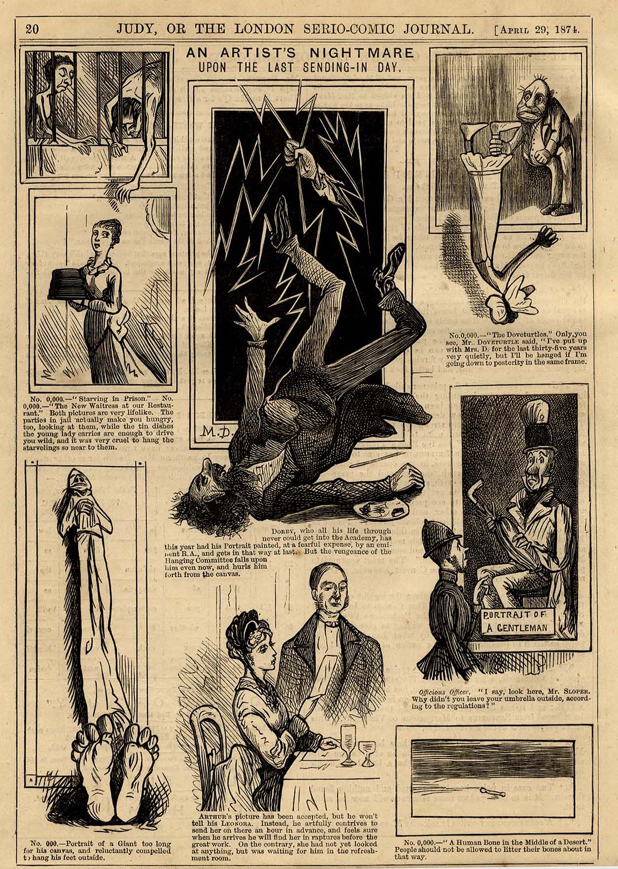 Ally Sloper, Marie Duval strip in Judy, page 3. Public domain. Source: https://commons.wikimedia.org/wiki/File%3AMarie_Duval%2C_Ally_Sloper%2C_An_Artist%27s_Nightmare_Upon_the_Last_Sending-in_Day_%28Judy%2C_April_29%2C_1874%29.jpg