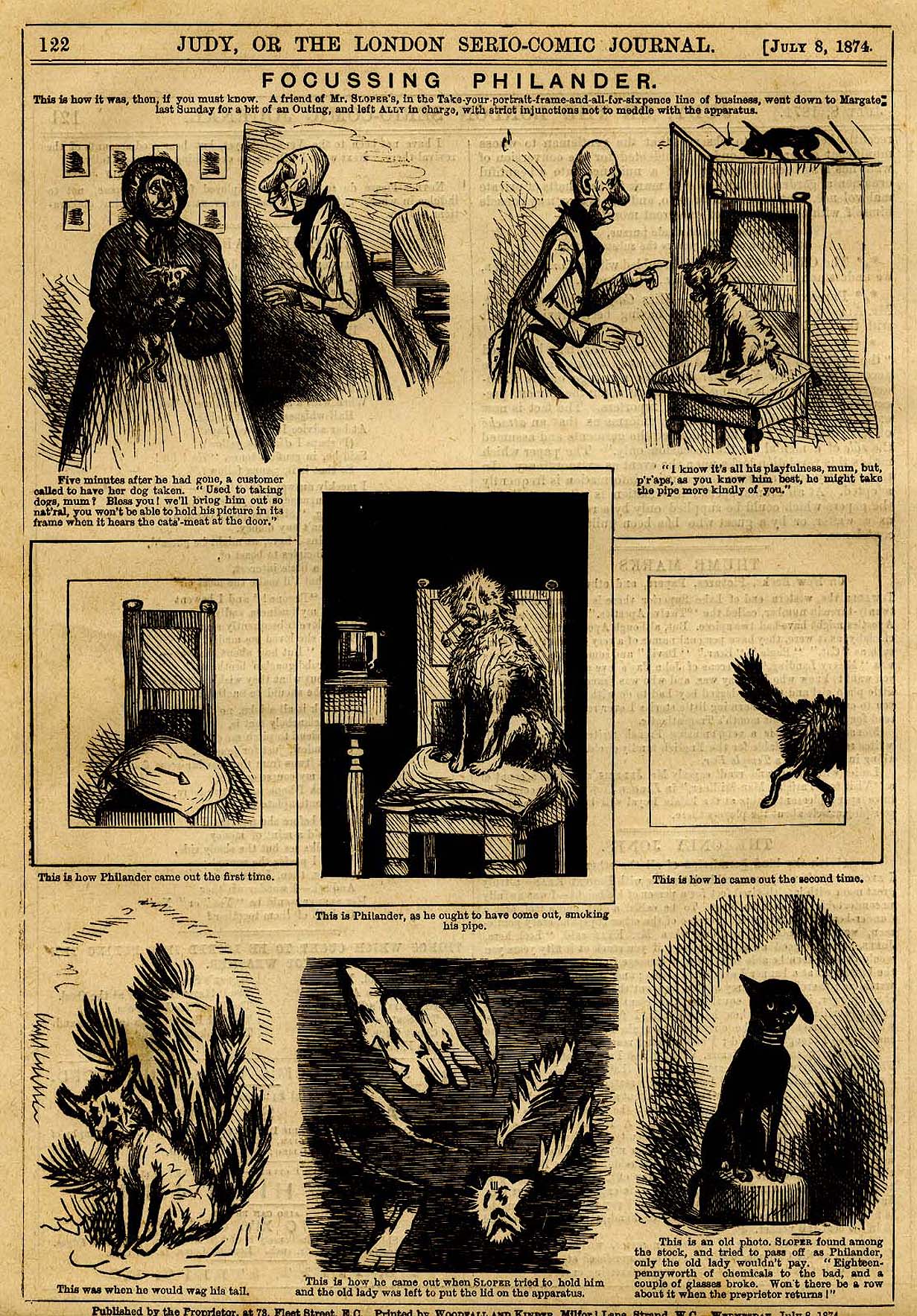 Ally Sloper, Marie Duval strip in Judy, page 8. Public domain. Source: https://commons.wikimedia.org/wiki/File%3AMarie_Duval%2C_Ally_Sloper%2C_Focussing_Philander_%28Judy%2C_July_8%2C_1874%29.jpg