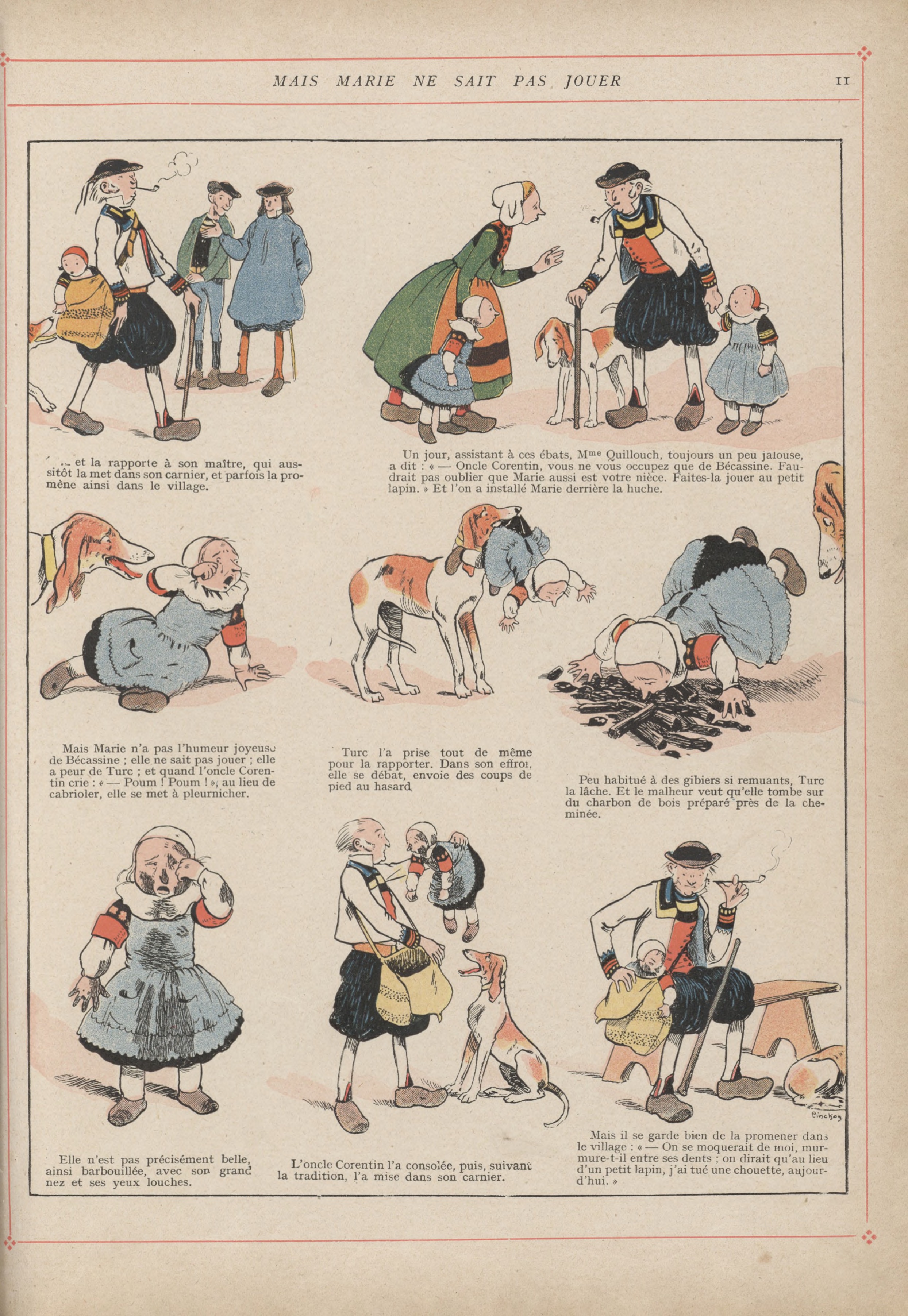 Bécassine – L'Enfance de Bécassine (1913), page 14. Caumery & J.-P. Pinchon. Domaine public.