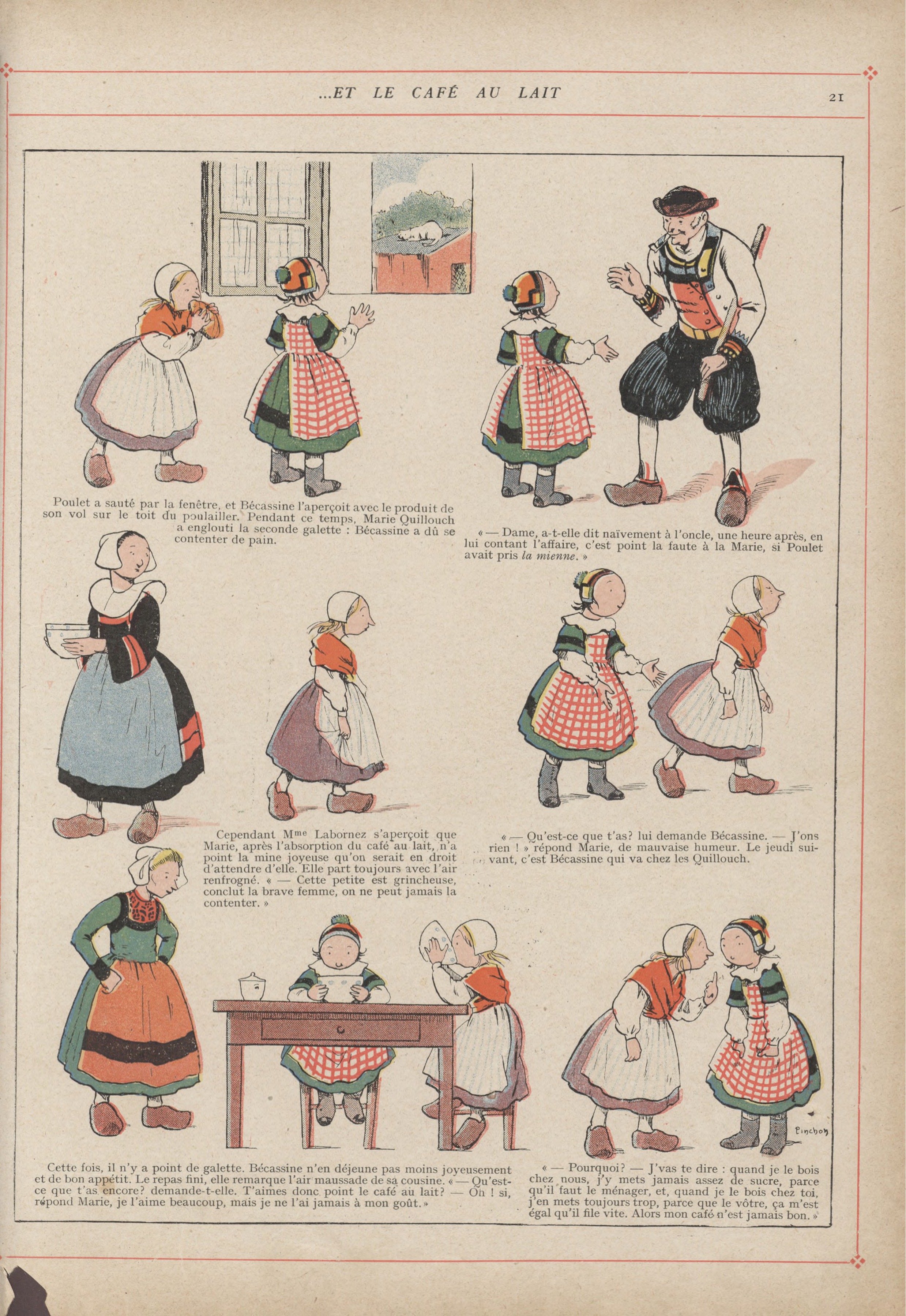 Bécassine – L'Enfance de Bécassine (1913), page 24. Caumery & J.-P. Pinchon. Domaine public.