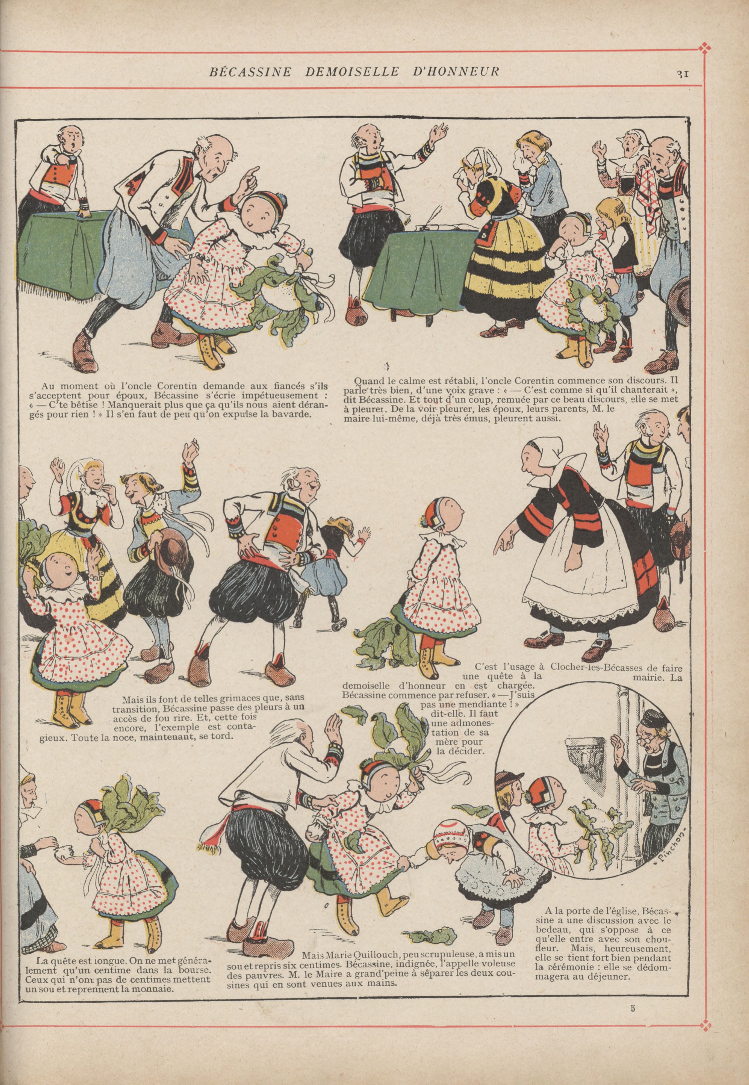 Bécassine – L'Enfance de Bécassine (1913), page 34. Caumery & J.-P. Pinchon. Domaine public.