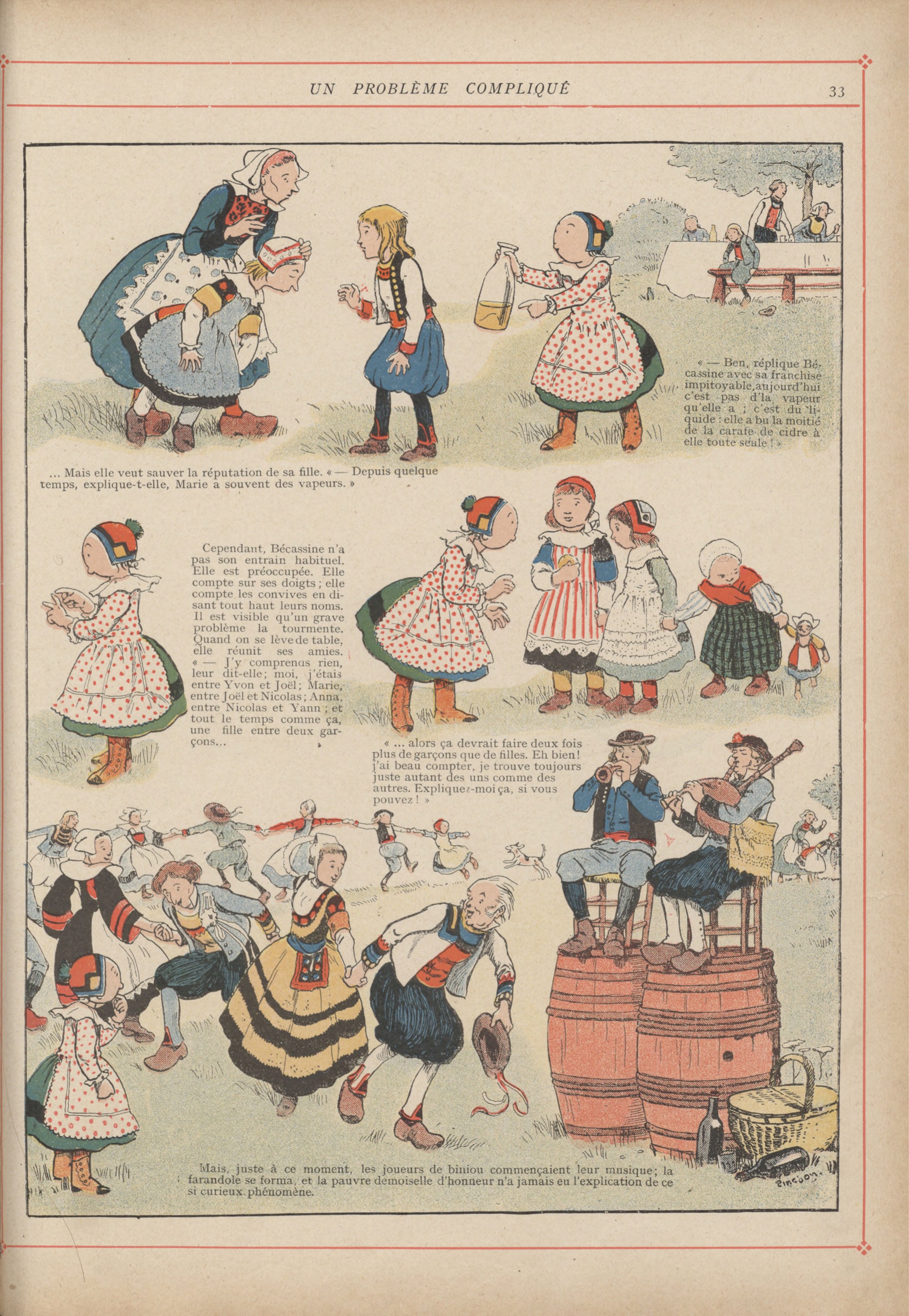 Bécassine – L'Enfance de Bécassine (1913), page 36. Caumery & J.-P. Pinchon. Domaine public.