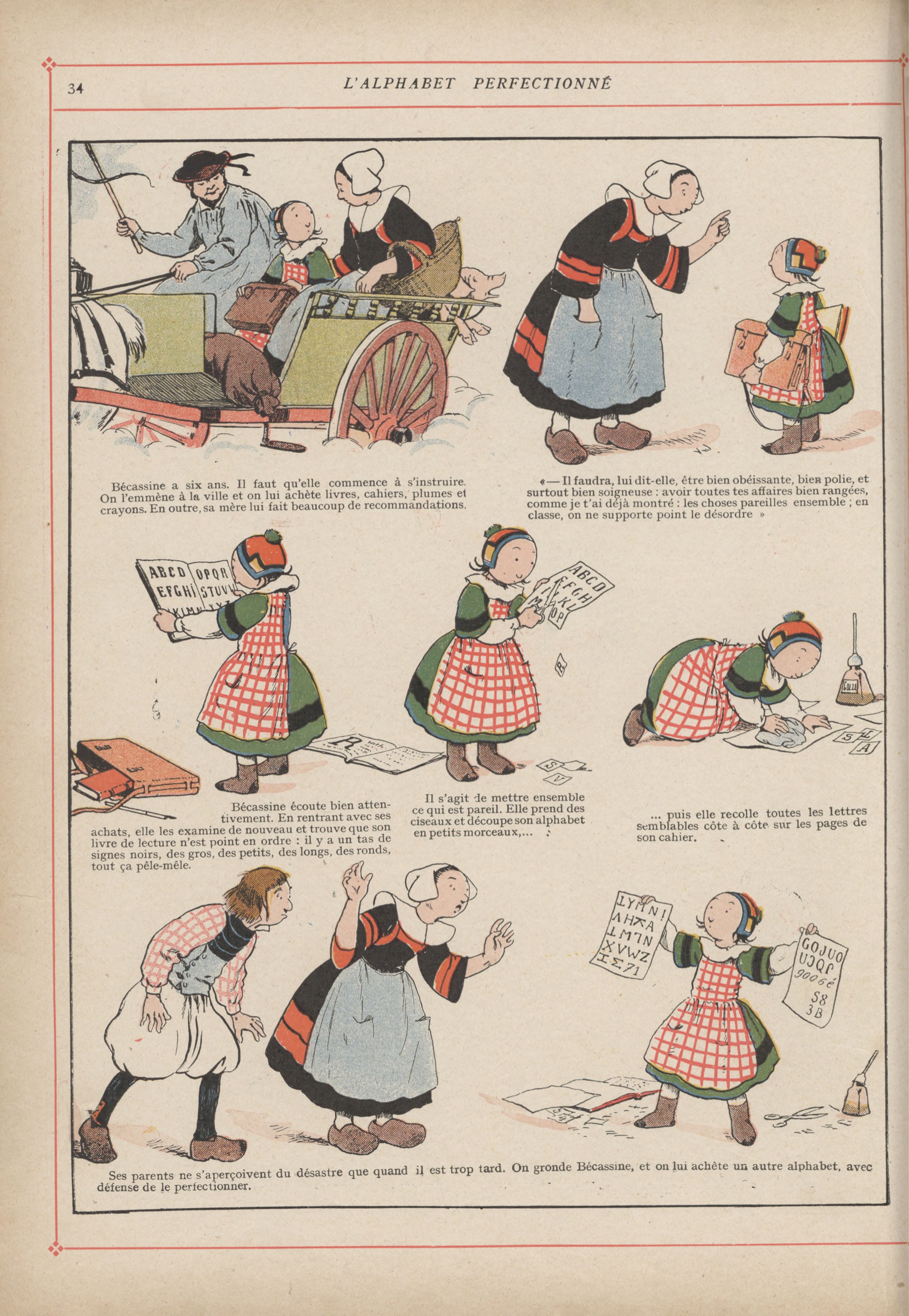 Bécassine – L'Enfance de Bécassine (1913), page 37. Caumery & J.-P. Pinchon. Domaine public.
