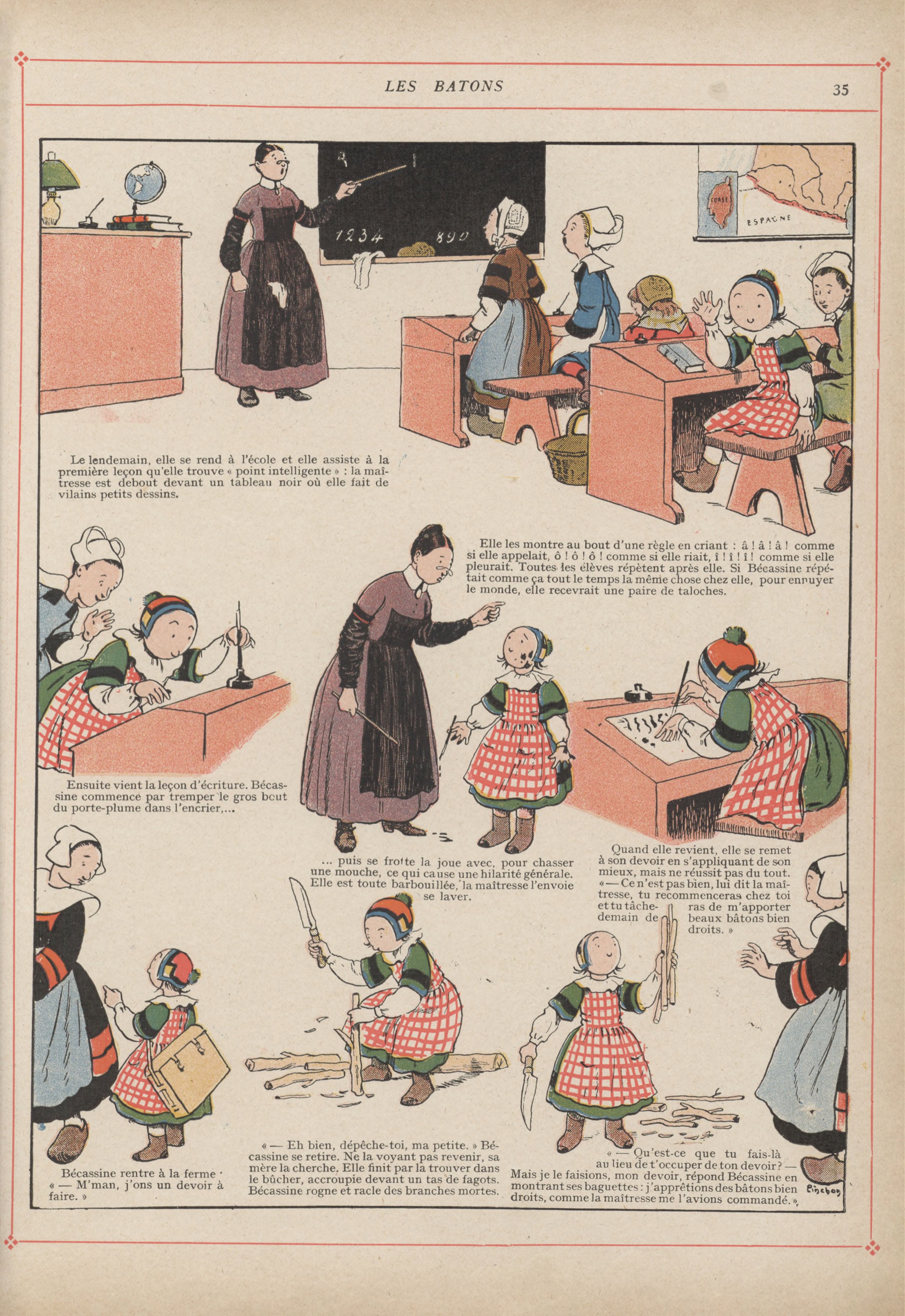 Bécassine – L'Enfance de Bécassine (1913), page 38. Caumery & J.-P. Pinchon. Domaine public.