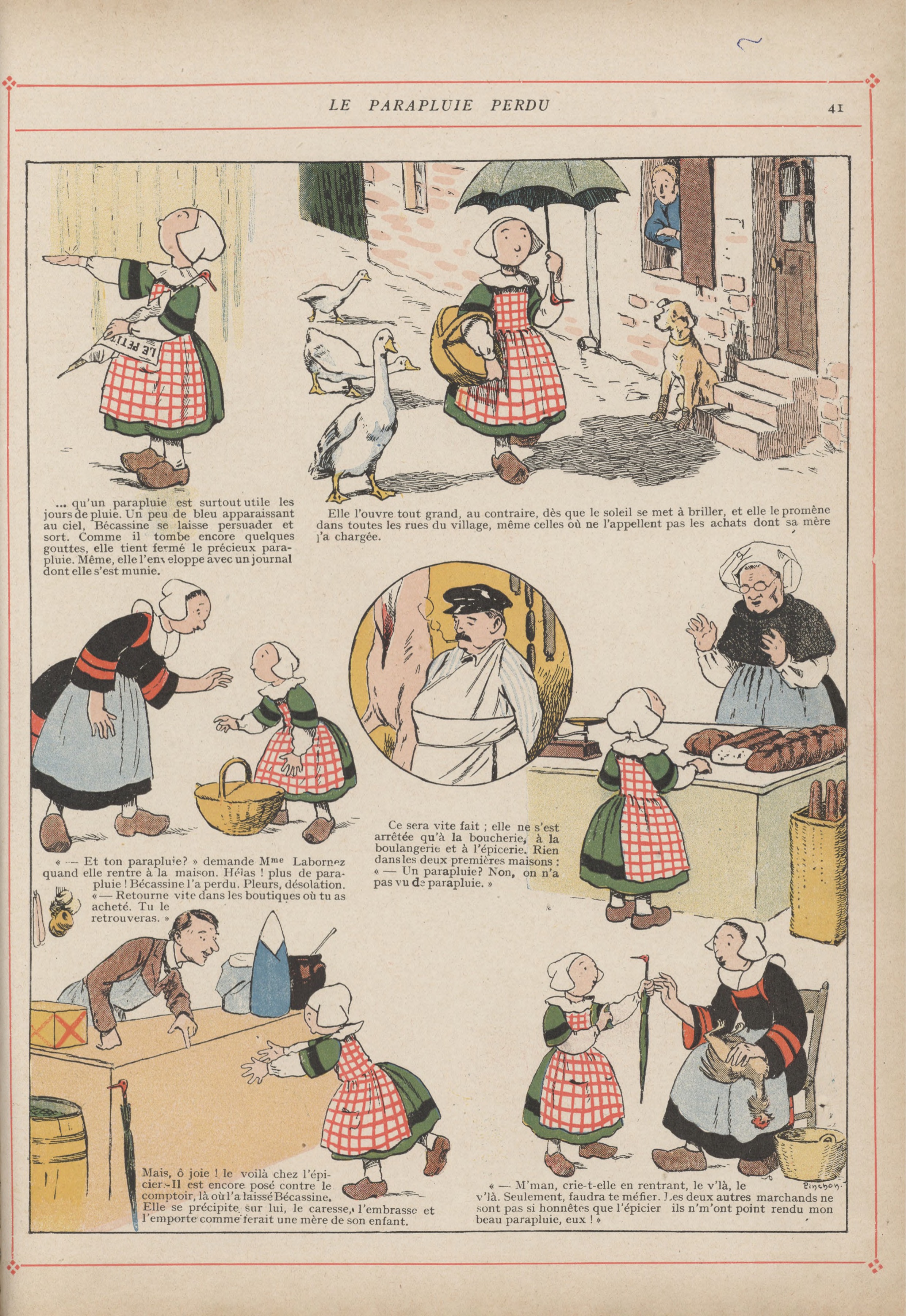 Bécassine – L'Enfance de Bécassine (1913), page 44. Caumery & J.-P. Pinchon. Domaine public.