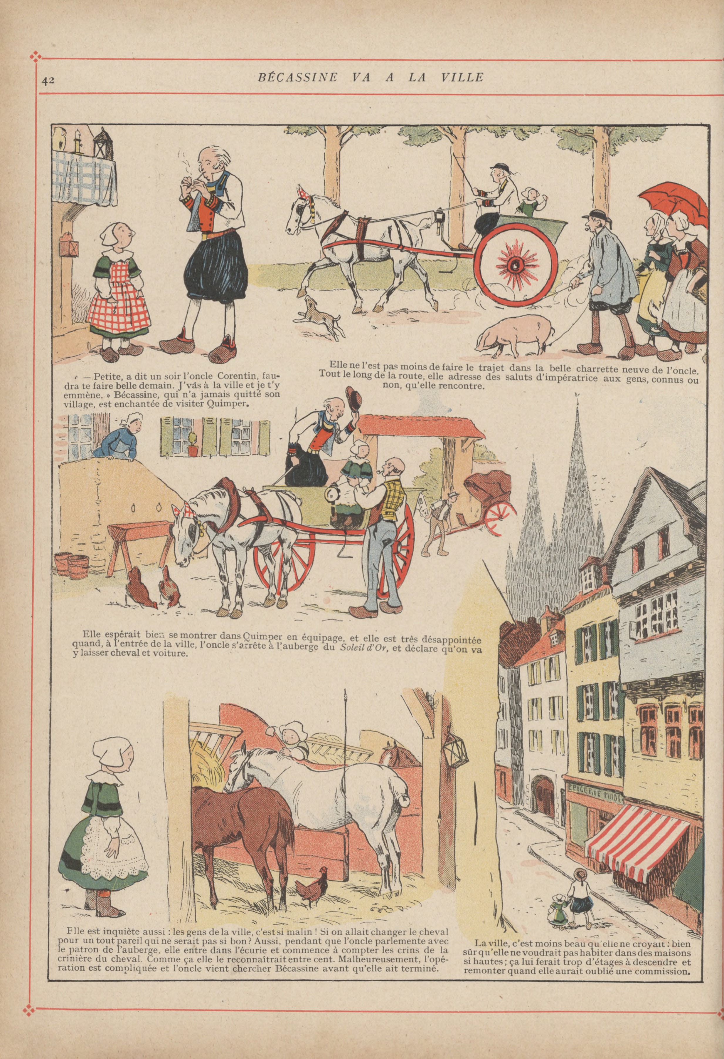 Bécassine – L'Enfance de Bécassine (1913), page 45. Caumery & J.-P. Pinchon. Domaine public.