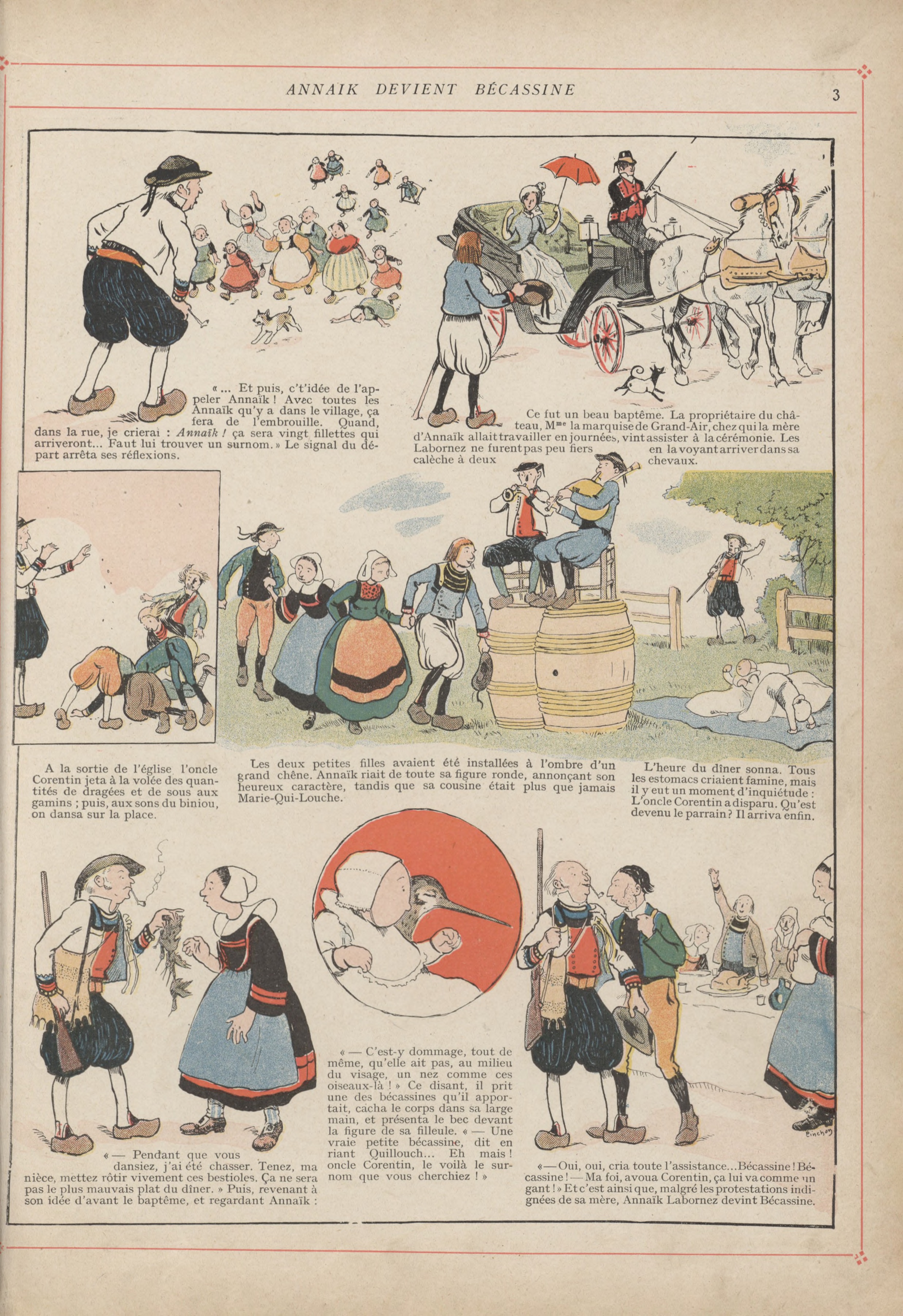 Bécassine – L'Enfance de Bécassine (1913), page 6. Caumery & J.-P. Pinchon. Domaine public.