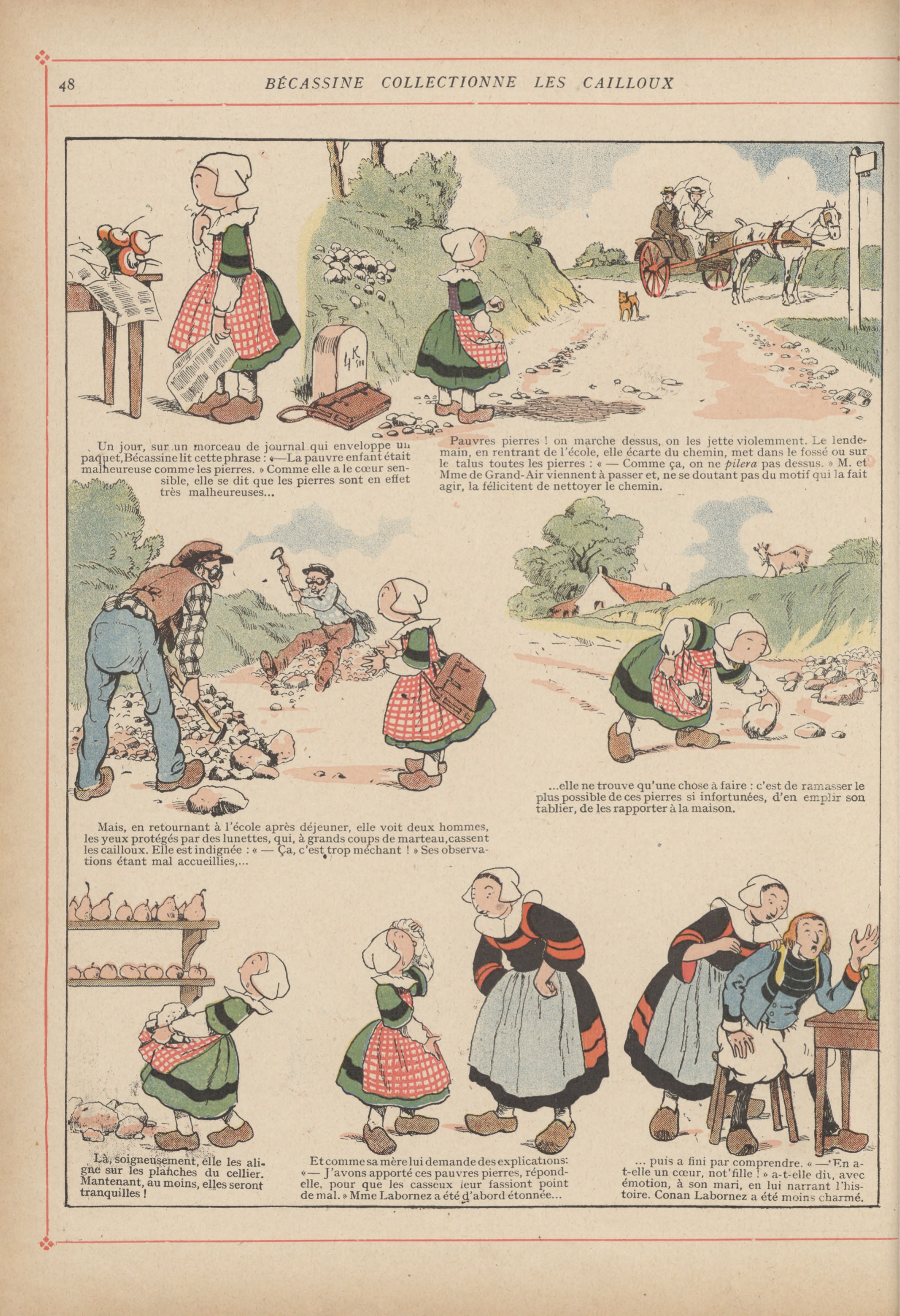 Bécassine – L'Enfance de Bécassine (1913), page 51. Caumery & J.-P. Pinchon. Domaine public.
