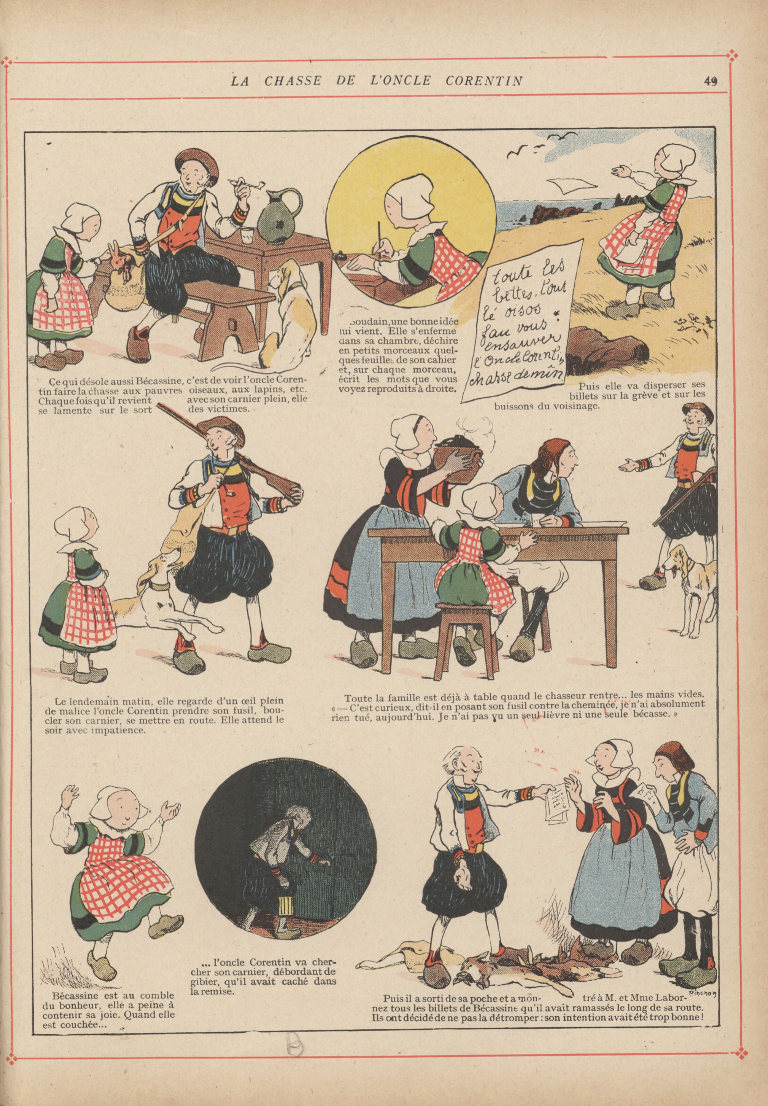 Bécassine – L'Enfance de Bécassine (1913), page 52. Caumery & J.-P. Pinchon. Domaine public.