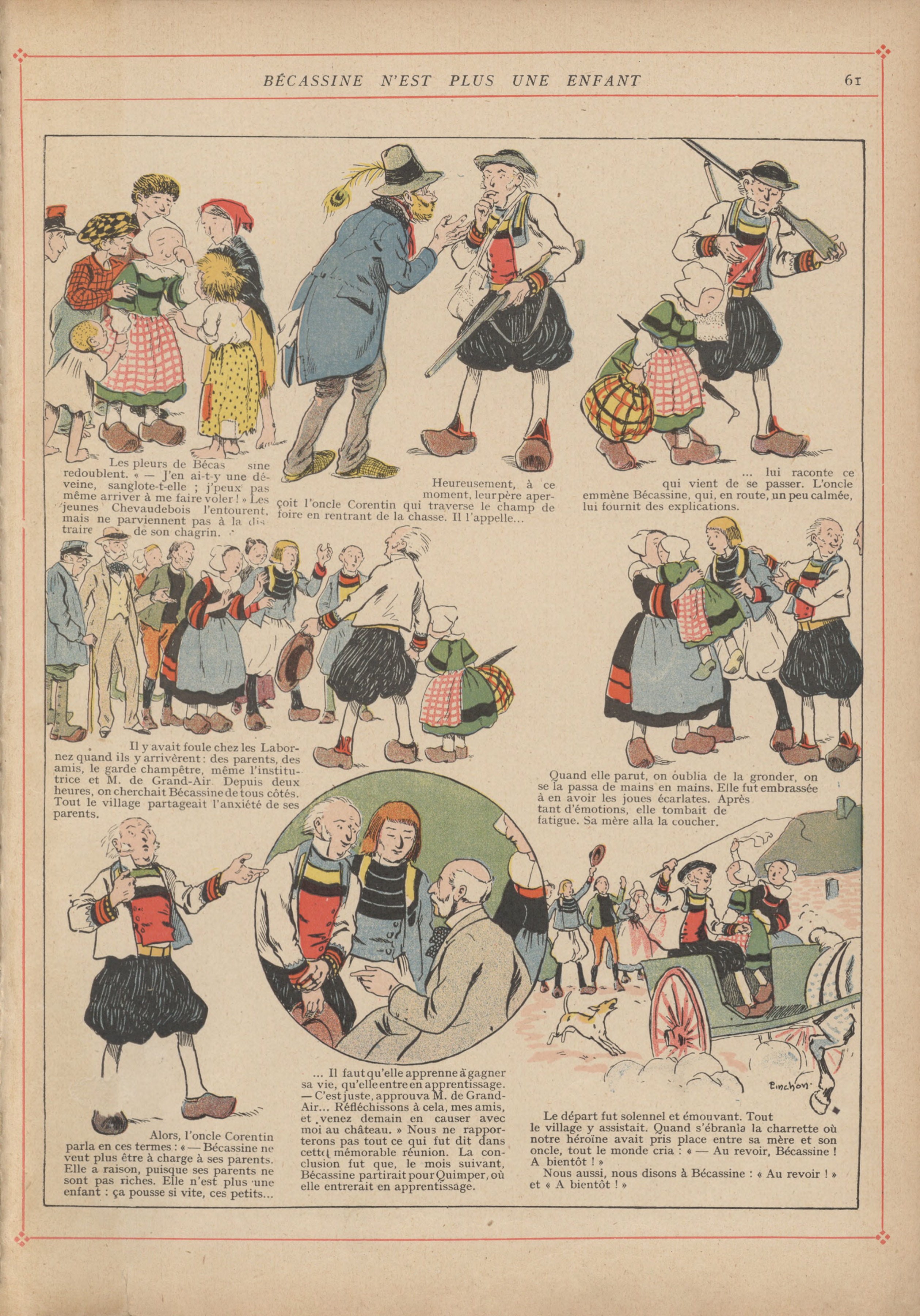 Bécassine – L'Enfance de Bécassine (1913), page 64. Caumery & J.-P. Pinchon. Domaine public.