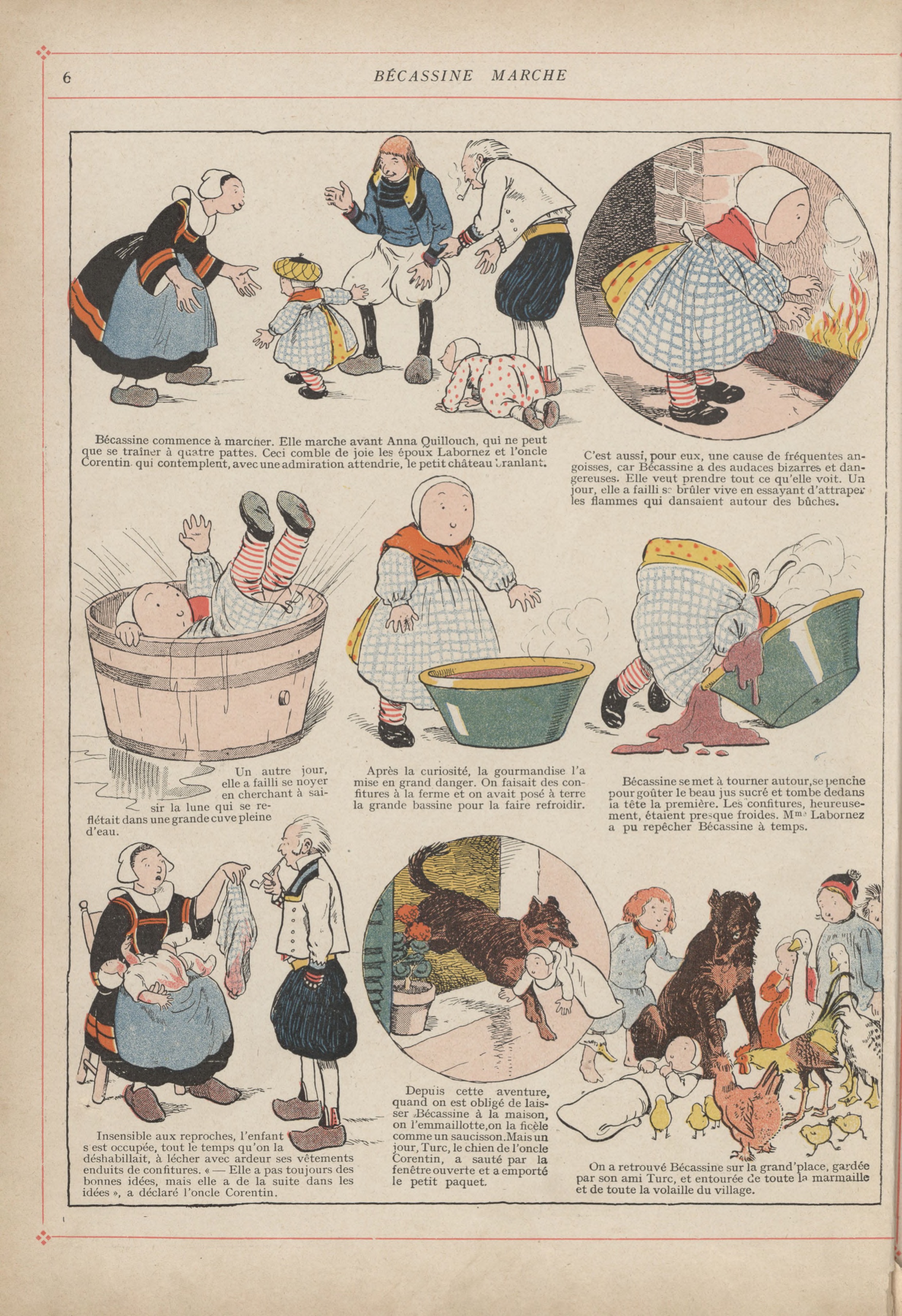 Bécassine – L'Enfance de Bécassine (1913), page 9. Caumery & J.-P. Pinchon. Domaine public.