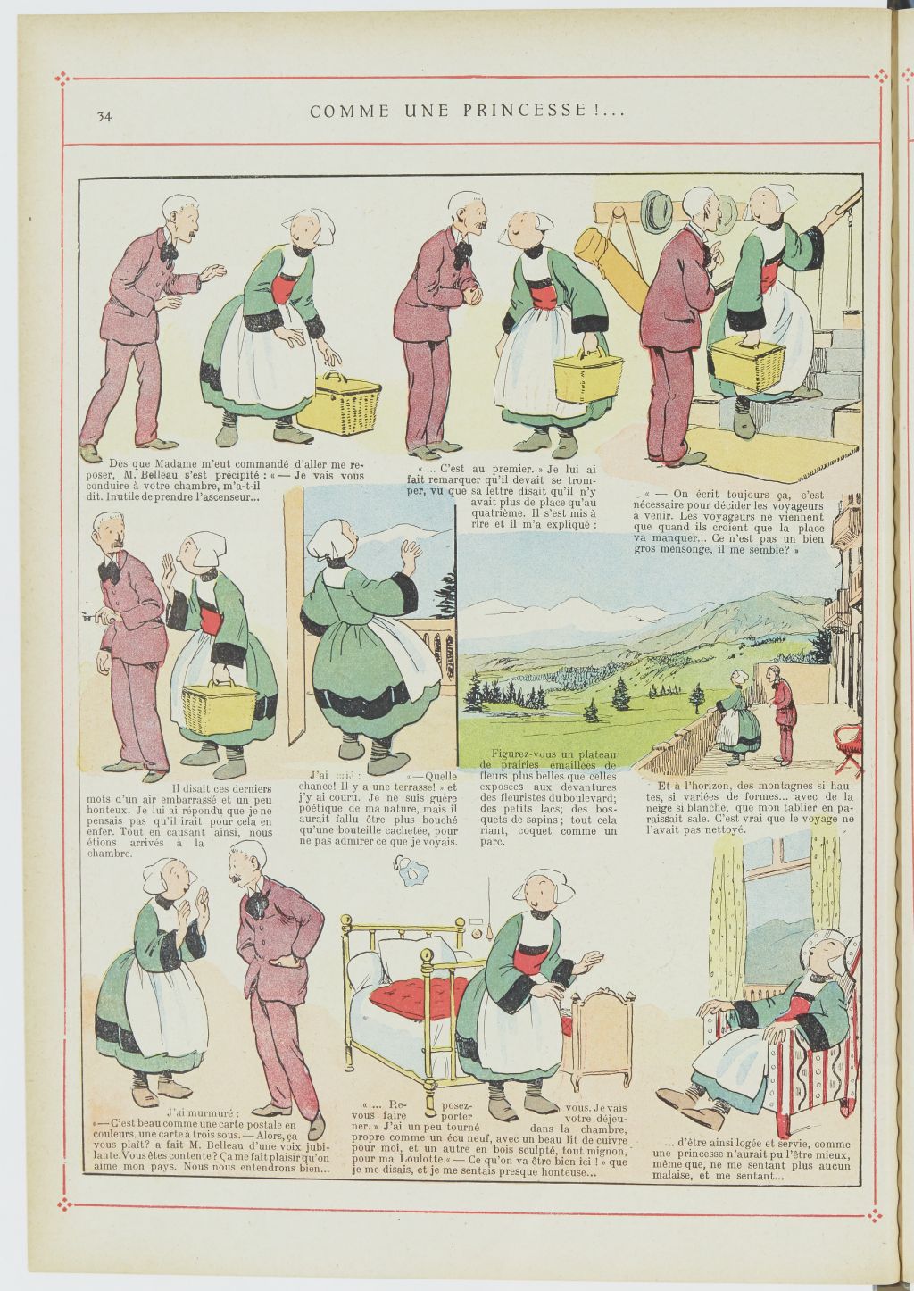 Bécassine – Bécassine alpiniste (1923), page 35. Caumery & J.-P. Pinchon. Domaine public. Source gallica.bnf.fr / BnF.