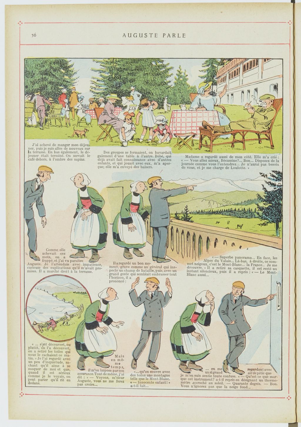 Bécassine – Bécassine alpiniste (1923), page 37. Caumery & J.-P. Pinchon. Domaine public. Source gallica.bnf.fr / BnF.