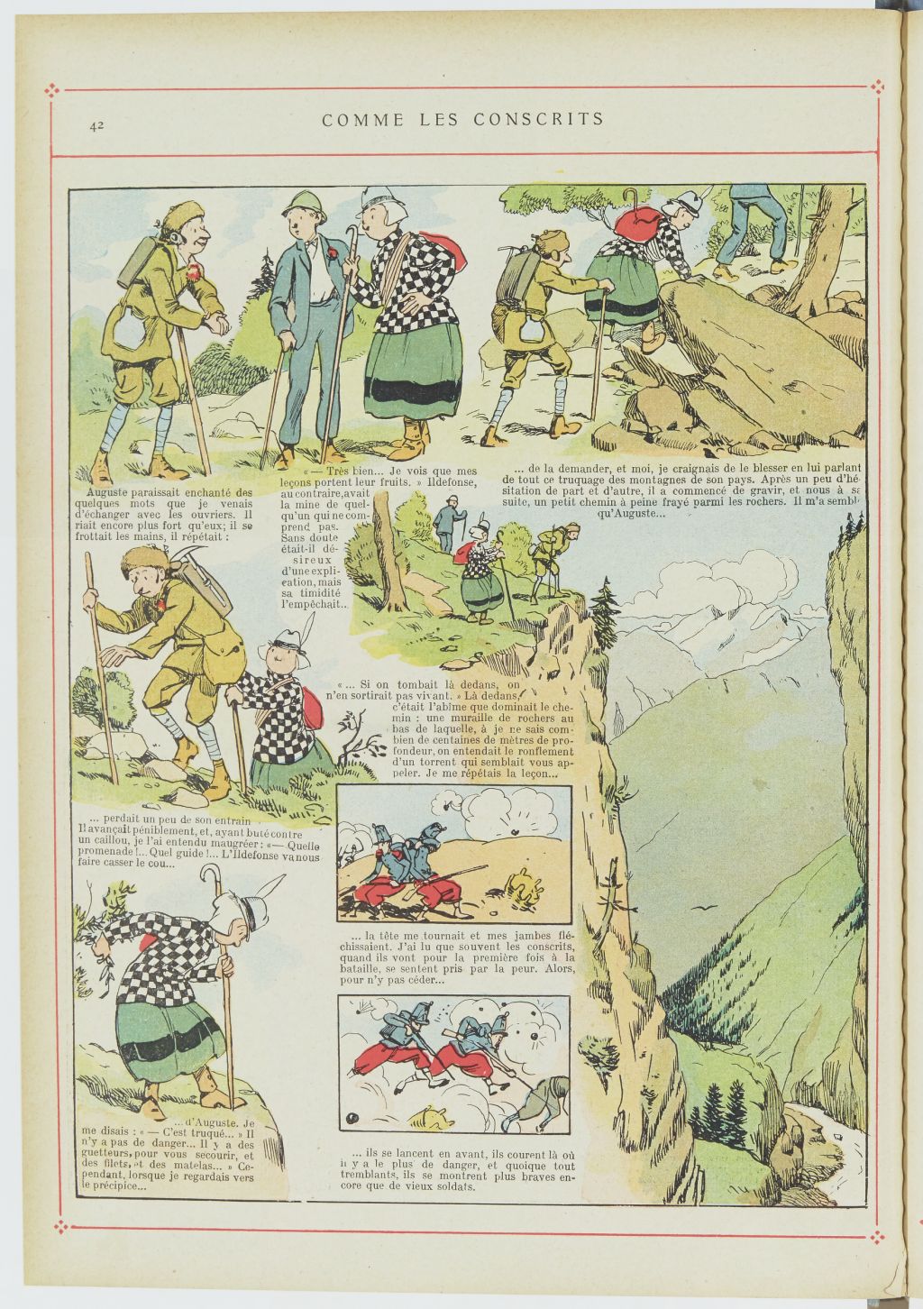 Bécassine – Bécassine alpiniste (1923), page 43. Caumery & J.-P. Pinchon. Domaine public. Source gallica.bnf.fr / BnF.
