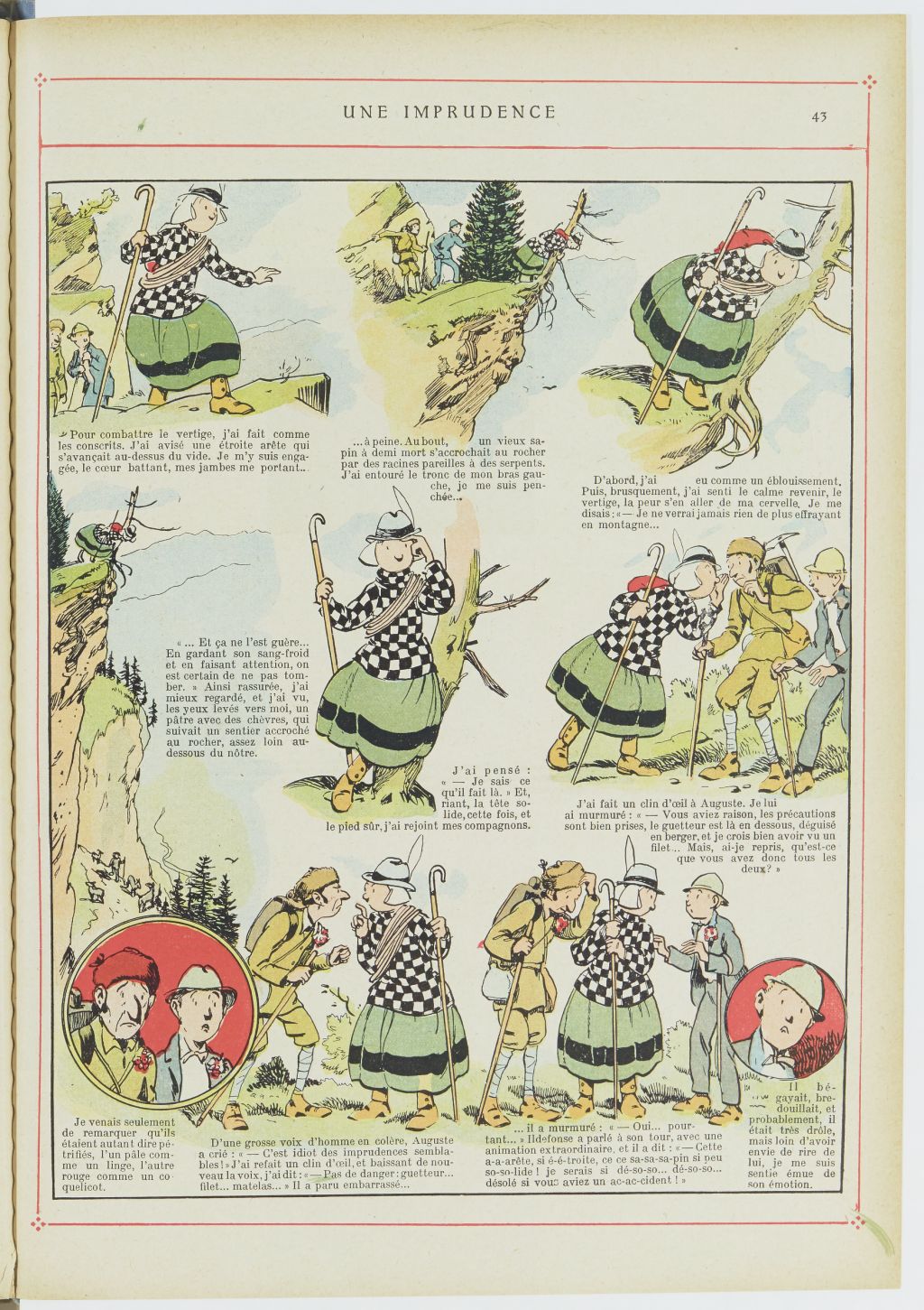 Bécassine – Bécassine alpiniste (1923), page 44. Caumery & J.-P. Pinchon. Domaine public. Source gallica.bnf.fr / BnF.