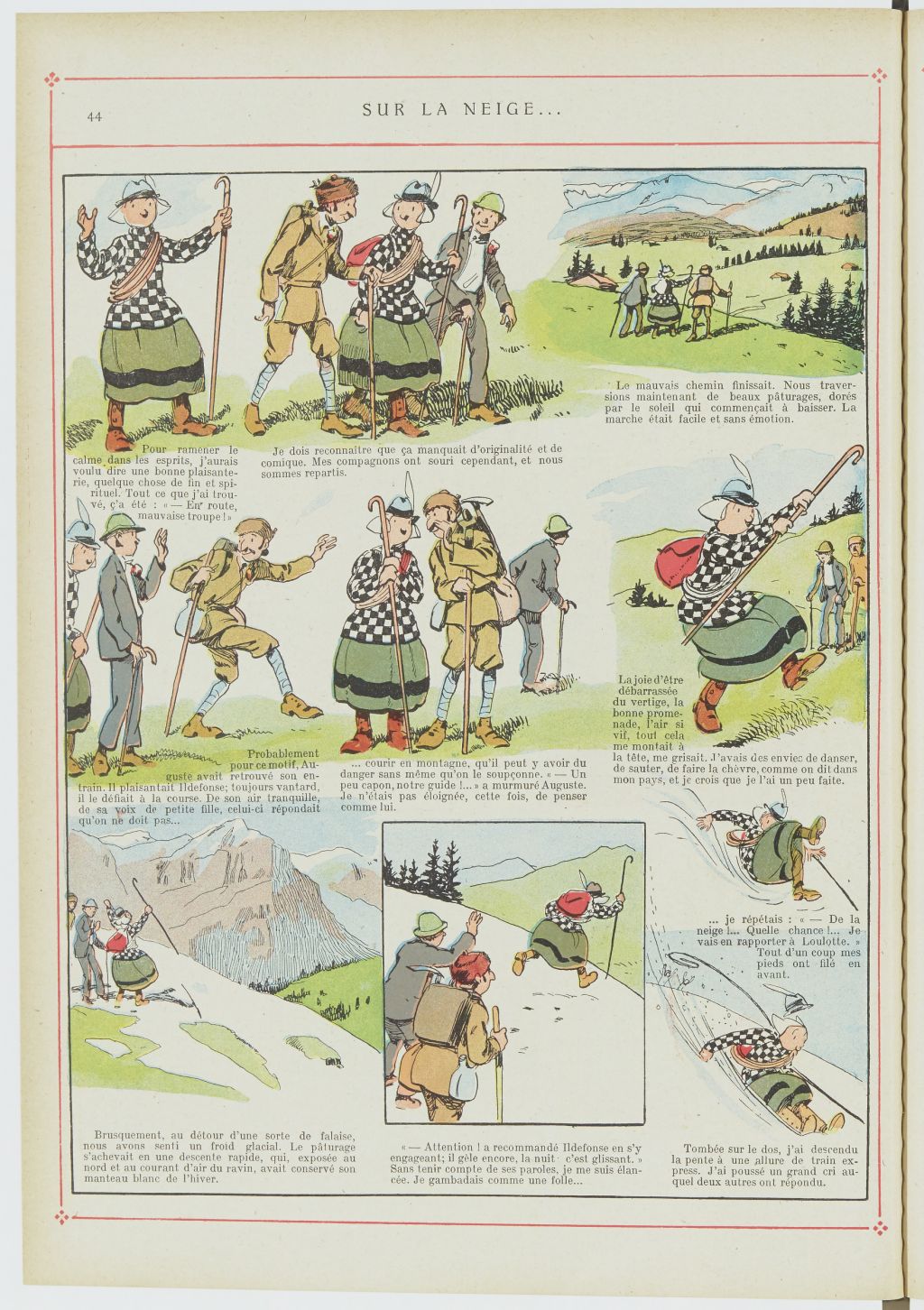 Bécassine – Bécassine alpiniste (1923), page 45. Caumery & J.-P. Pinchon. Domaine public. Source gallica.bnf.fr / BnF.