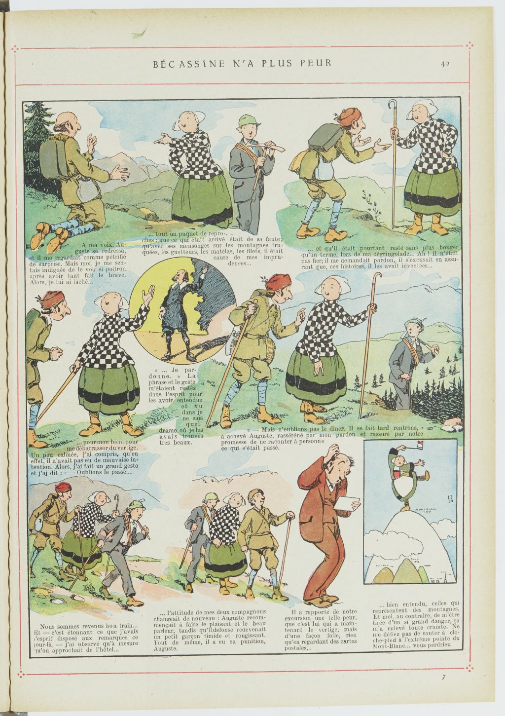 Bécassine – Bécassine alpiniste (1923), page 50. Caumery & J.-P. Pinchon. Domaine public. Source gallica.bnf.fr / BnF.