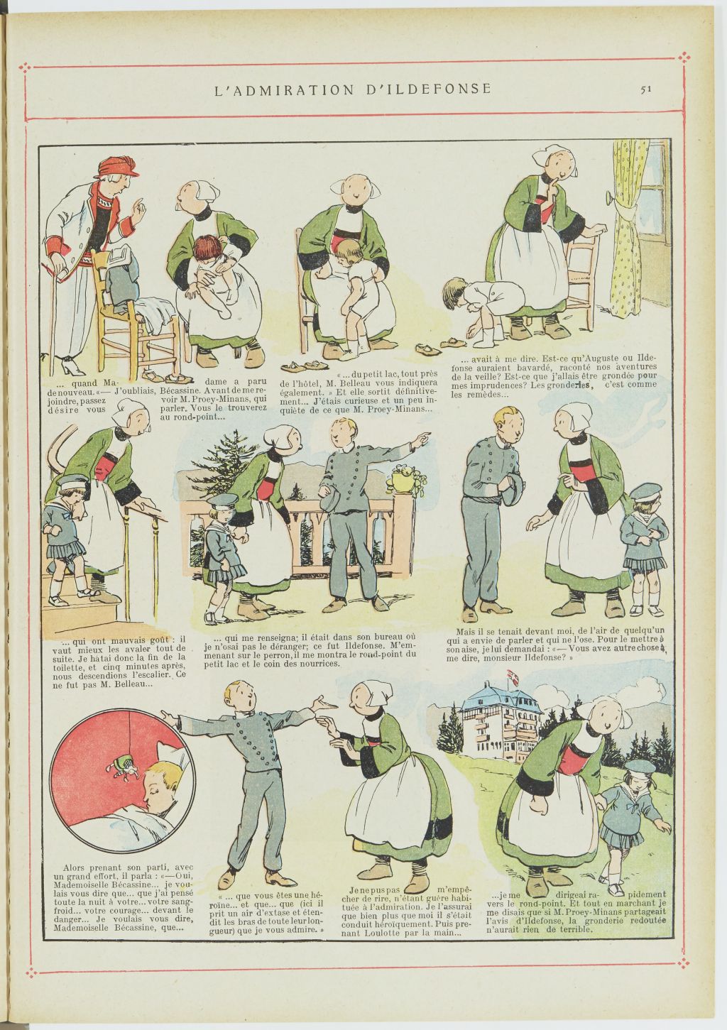 Bécassine – Bécassine alpiniste (1923), page 52. Caumery & J.-P. Pinchon. Domaine public. Source gallica.bnf.fr / BnF.