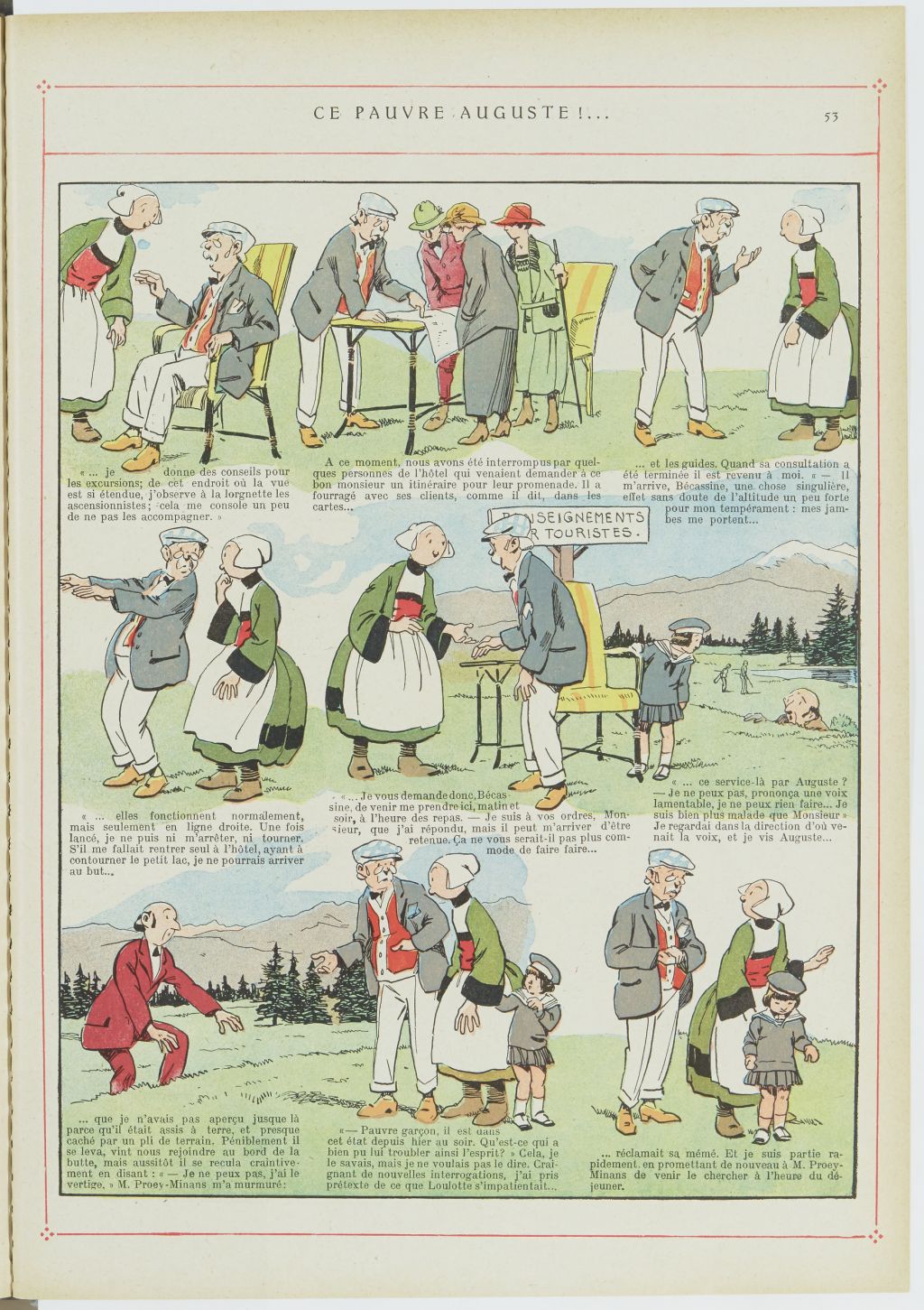 Bécassine – Bécassine alpiniste (1923), page 54. Caumery & J.-P. Pinchon. Domaine public. Source gallica.bnf.fr / BnF.