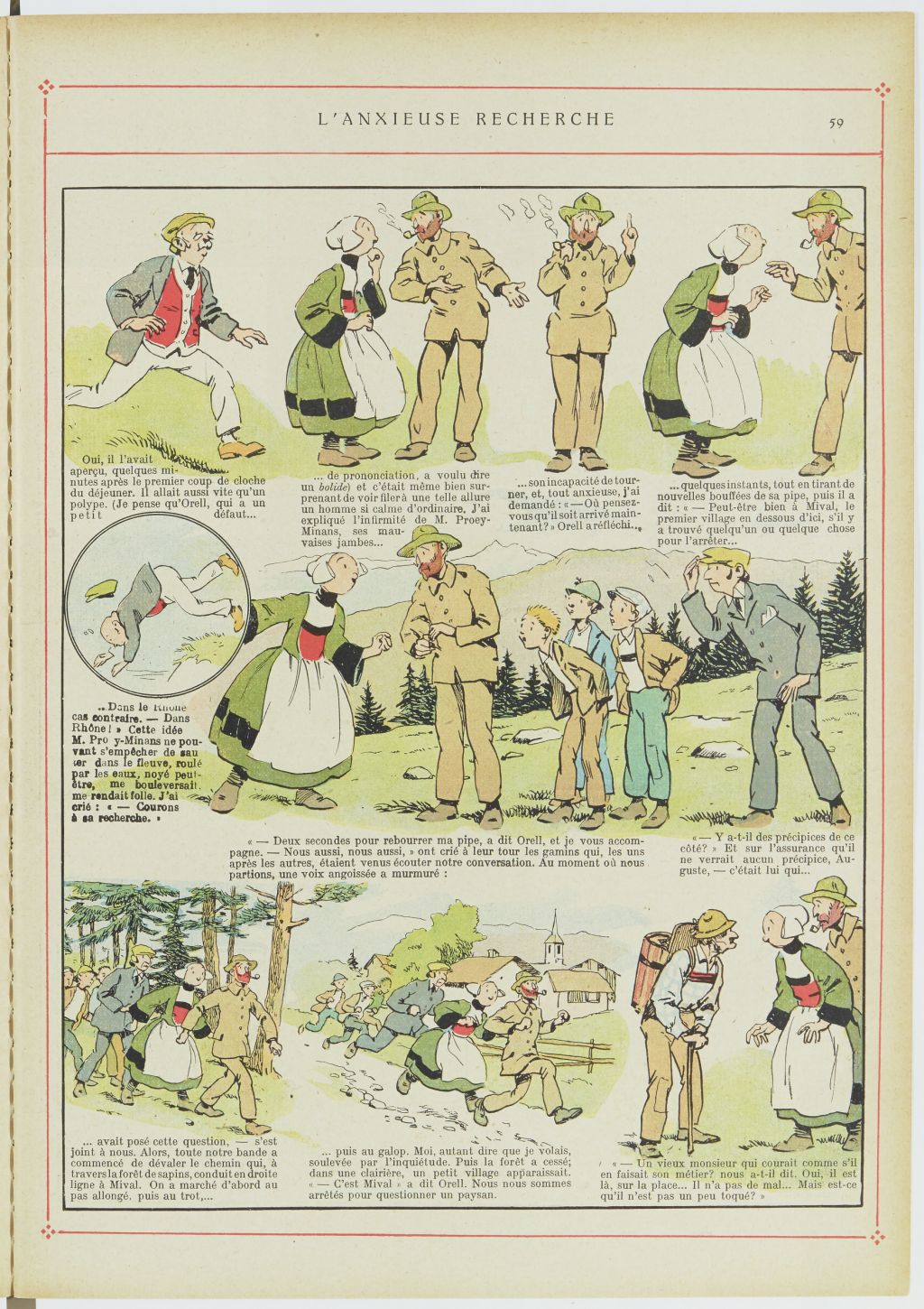 Bécassine – Bécassine alpiniste (1923), page 60. Caumery & J.-P. Pinchon. Domaine public. Source gallica.bnf.fr / BnF.