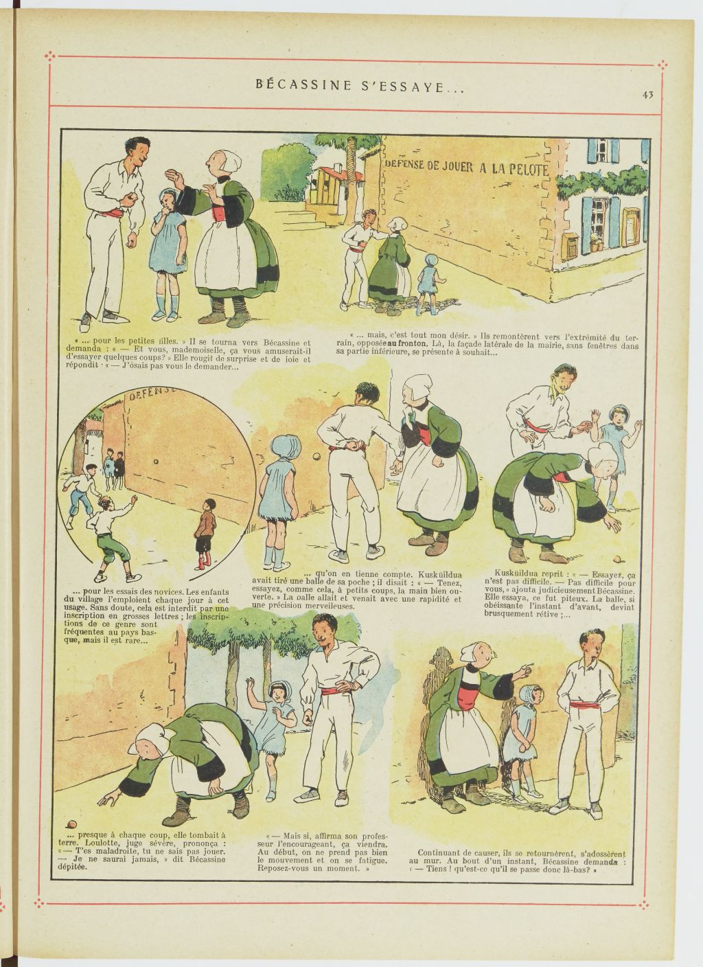 Bécassine – Bécassine au Pays basque (1925), page 44. Caumery & J.-P. Pinchon. Domaine public. Source gallica.bnf.fr / BnF.