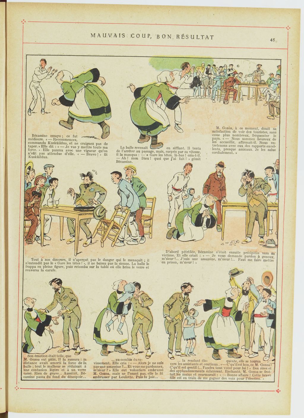 Bécassine – Bécassine au Pays basque (1925), page 46. Caumery & J.-P. Pinchon. Domaine public. Source gallica.bnf.fr / BnF.