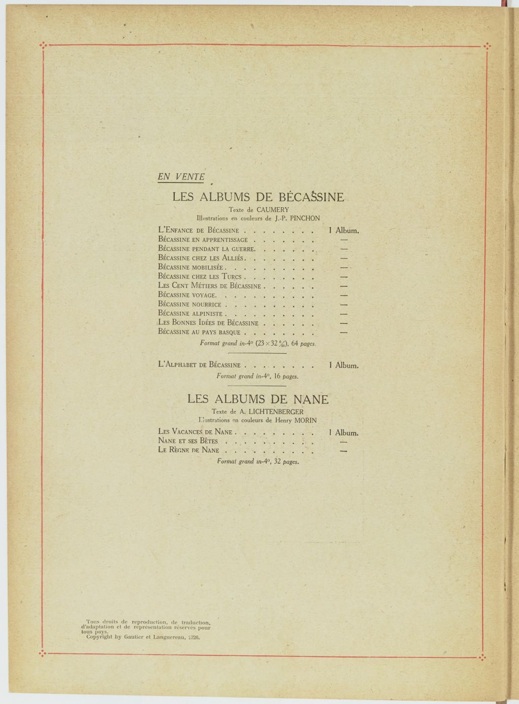 Bécassine – Bécassine, son oncle et leurs amis (1926), page 3. Caumery & J.-P. Pinchon. Domaine public. Source gallica.bnf.fr / BnF.