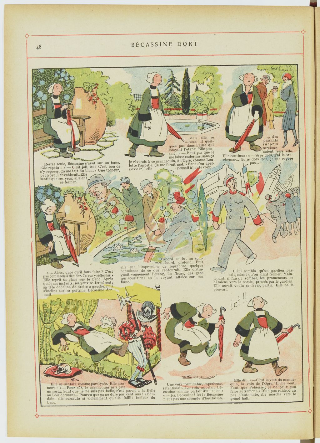 Bécassine – Bécassine, son oncle et leurs amis (1926), page 49. Caumery & J.-P. Pinchon. Domaine public. Source gallica.bnf.fr / BnF.