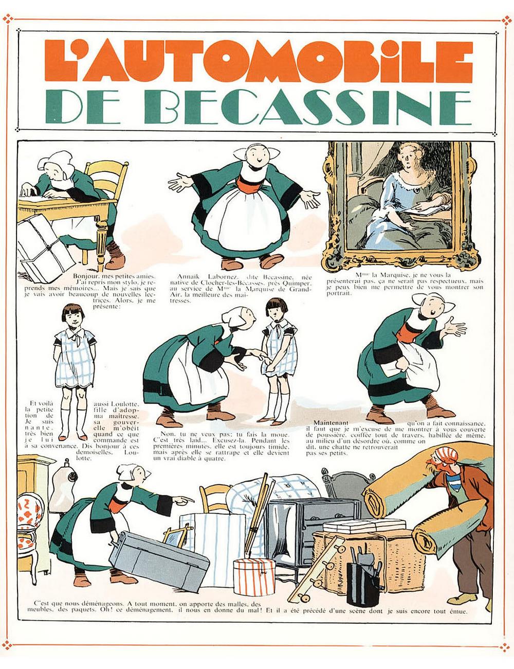 Bécassine – L'Automobile de Bécassine (1927), page 3. Caumery & J.-P. Pinchon. Domaine public.