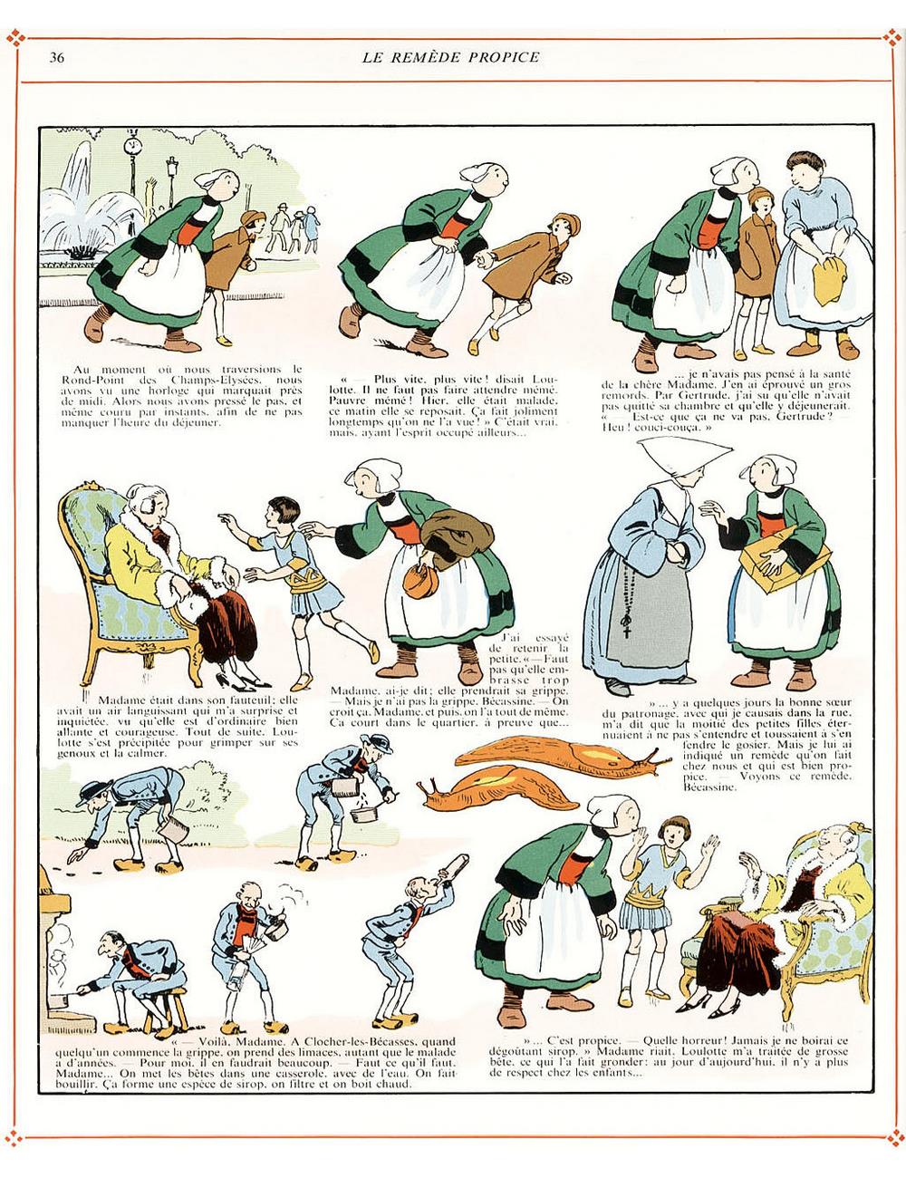 Bécassine – L'Automobile de Bécassine (1927), page 36. Caumery & J.-P. Pinchon. Domaine public.