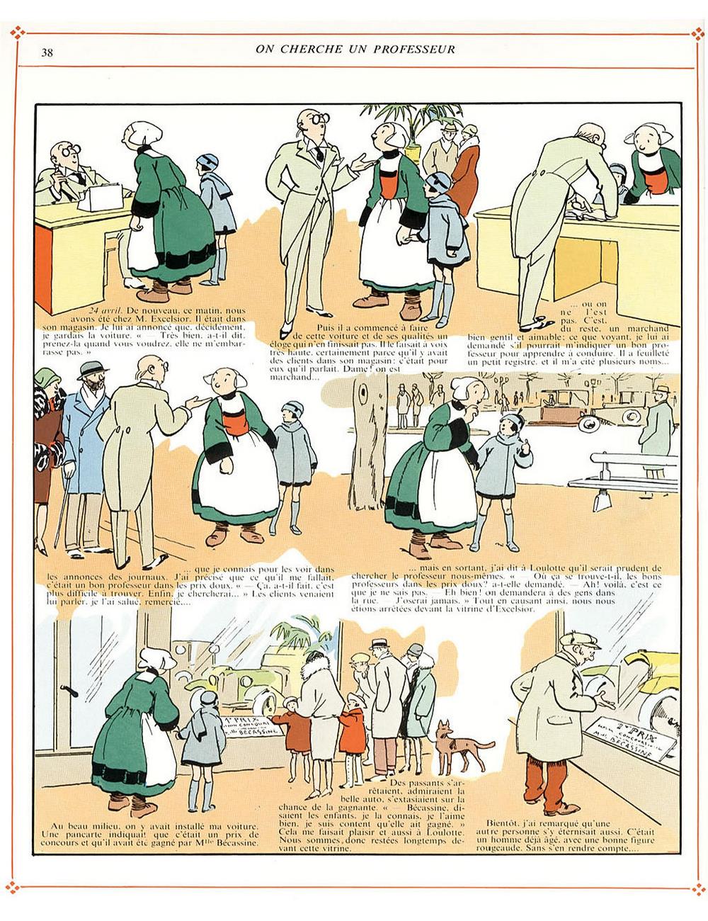 Bécassine – L'Automobile de Bécassine (1927), page 38. Caumery & J.-P. Pinchon. Domaine public.