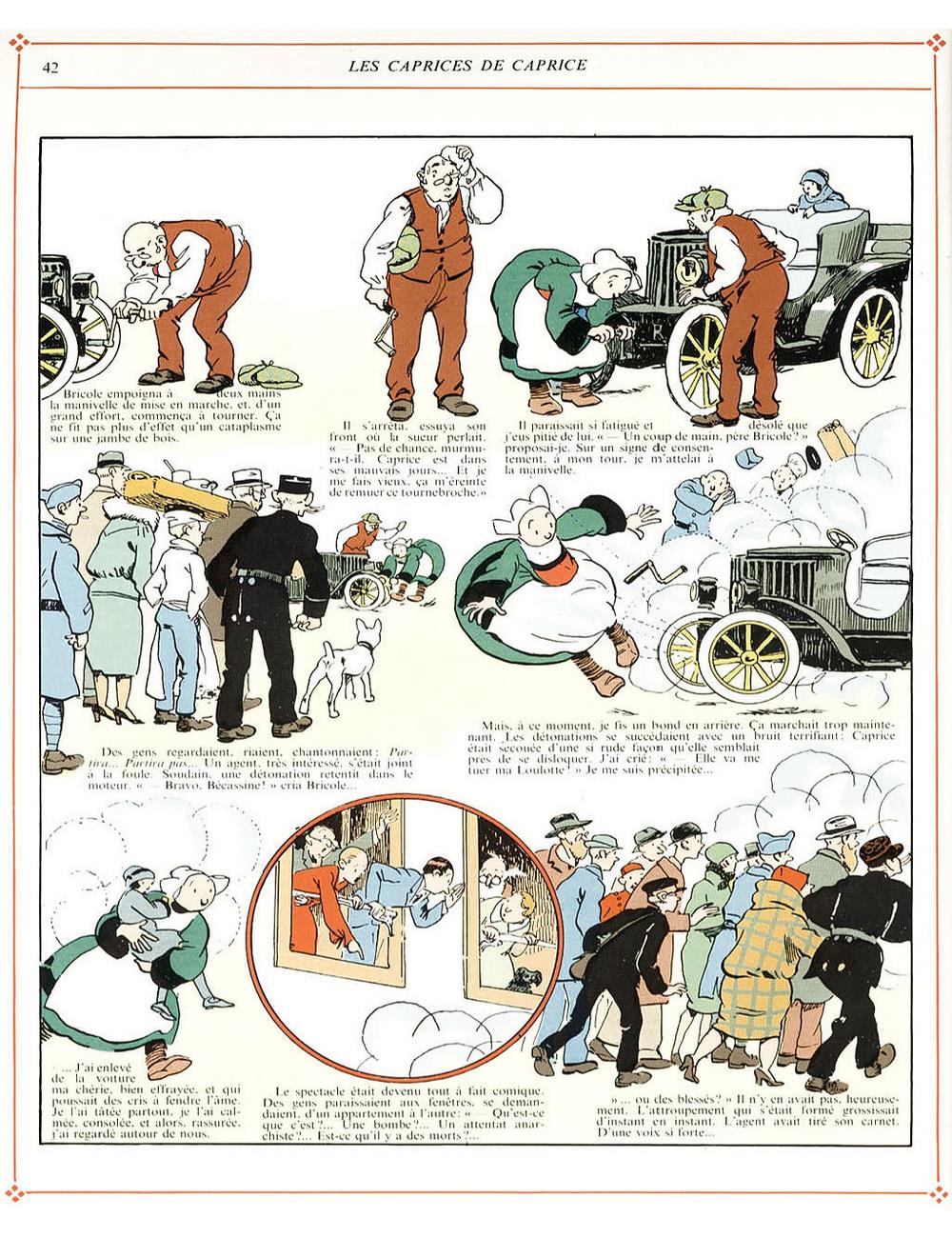 Bécassine – L'Automobile de Bécassine (1927), page 42. Caumery & J.-P. Pinchon. Domaine public.