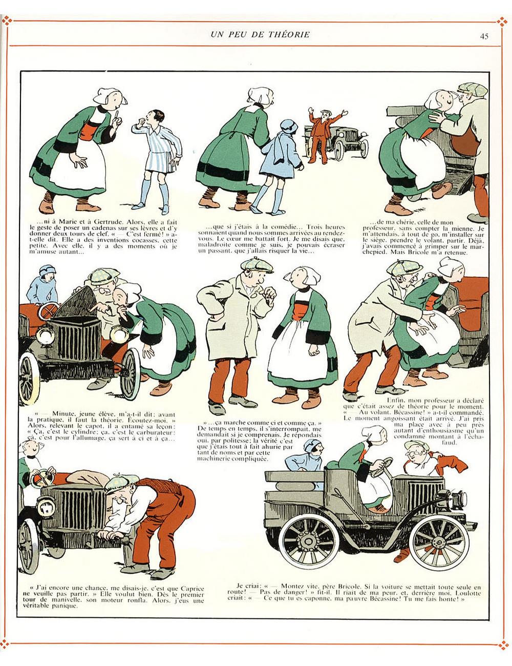 Bécassine – L'Automobile de Bécassine (1927), page 45. Caumery & J.-P. Pinchon. Domaine public.