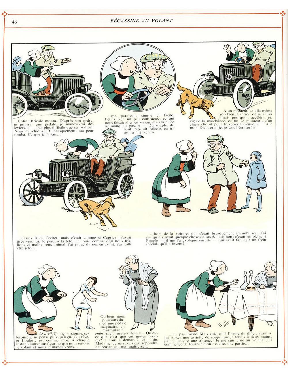 Bécassine – L'Automobile de Bécassine (1927), page 46. Caumery & J.-P. Pinchon. Domaine public.