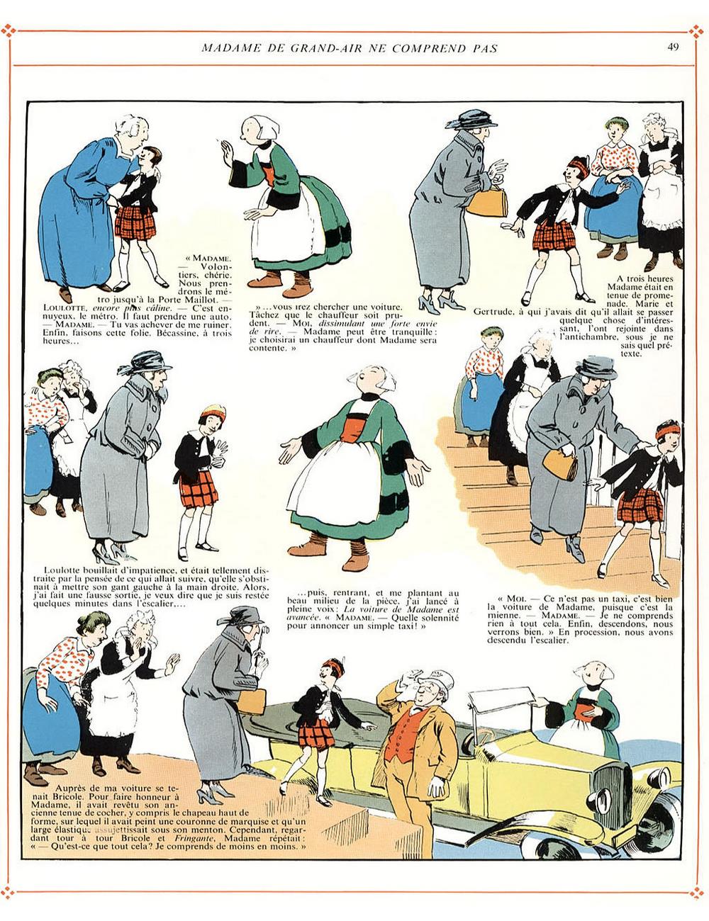 Bécassine – L'Automobile de Bécassine (1927), page 49. Caumery & J.-P. Pinchon. Domaine public.