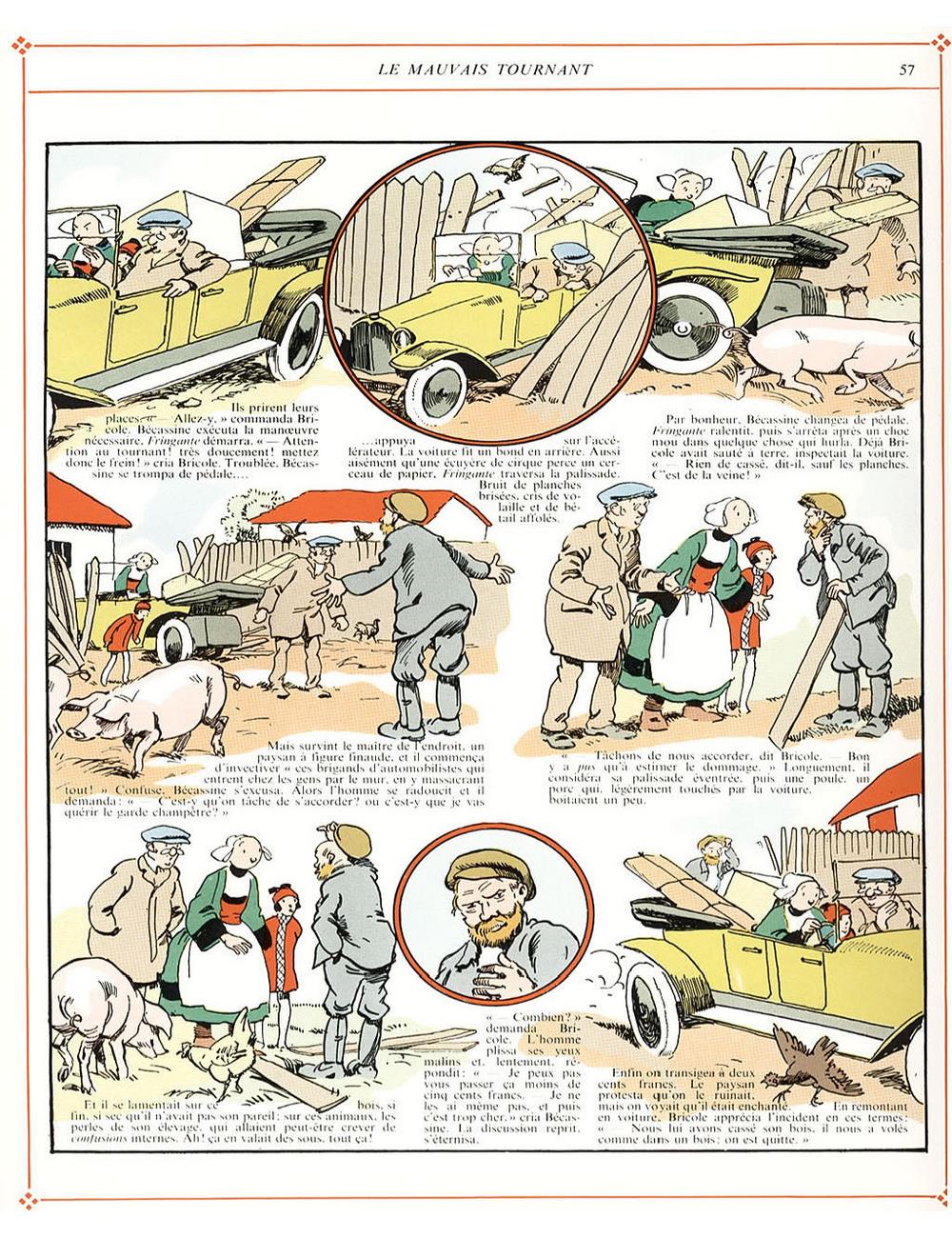 Bécassine – L'Automobile de Bécassine (1927), page 57. Caumery & J.-P. Pinchon. Domaine public.