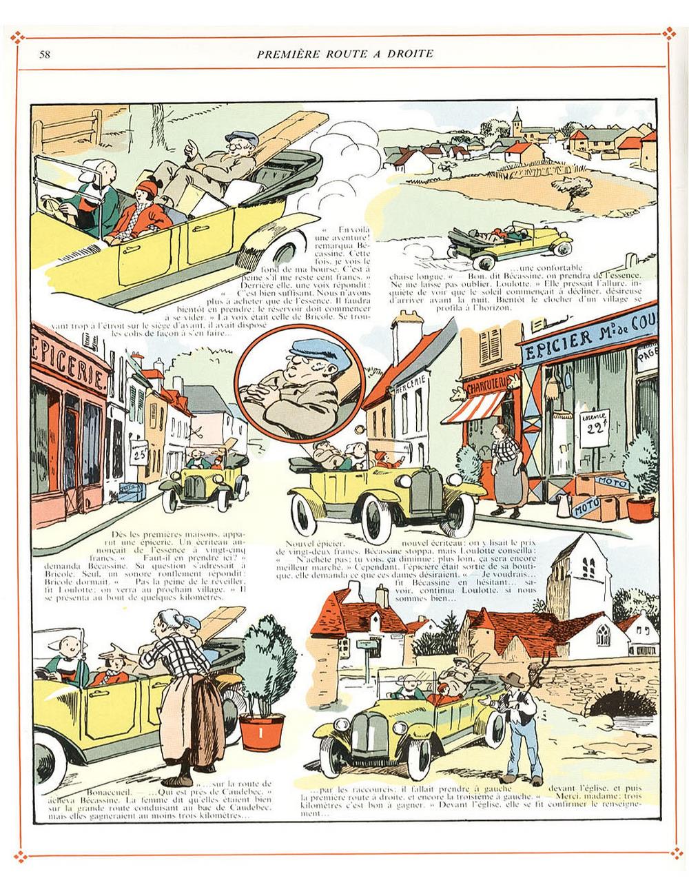 Bécassine – L'Automobile de Bécassine (1927), page 58. Caumery & J.-P. Pinchon. Domaine public.