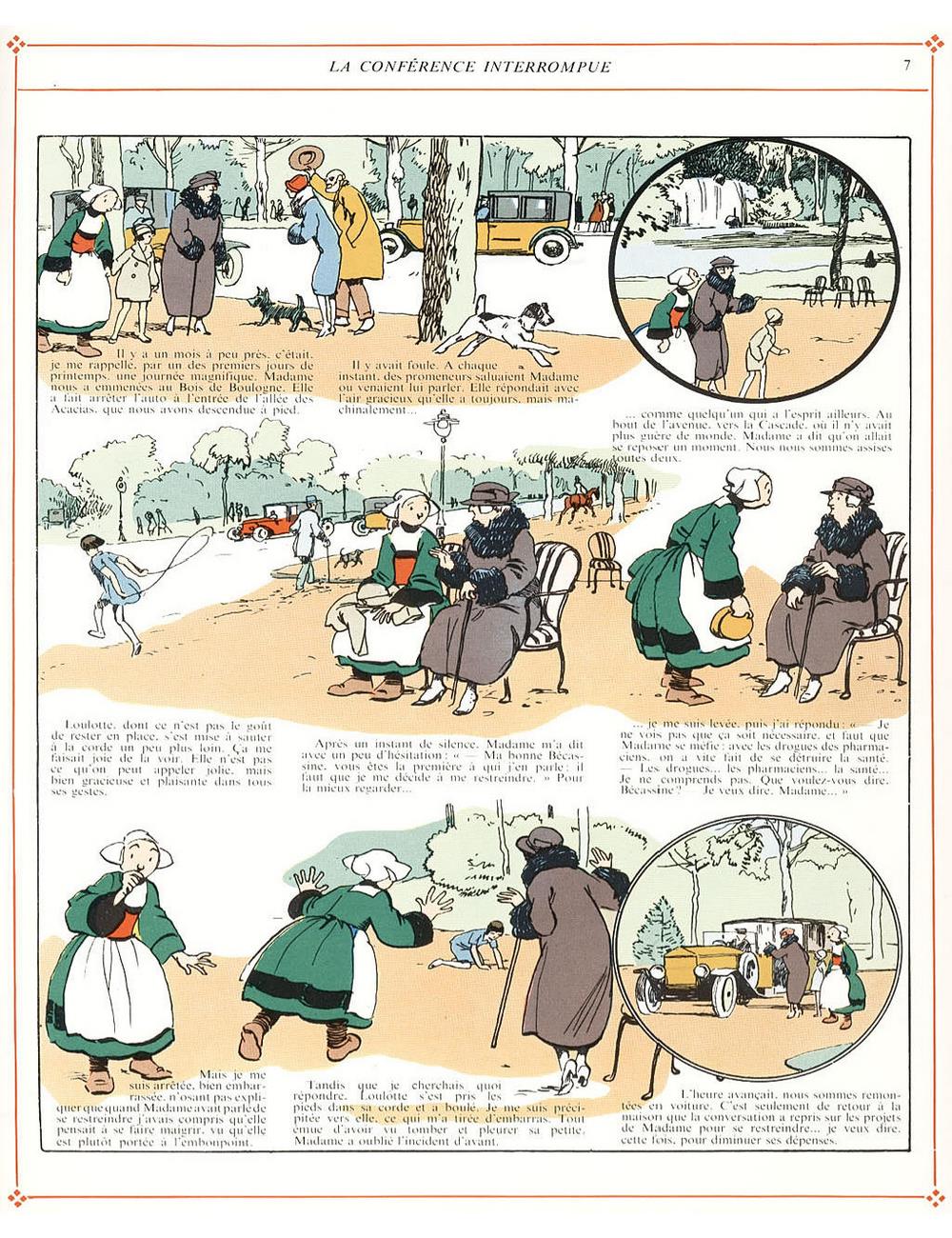 Bécassine – L'Automobile de Bécassine (1927), page 7. Caumery & J.-P. Pinchon. Domaine public.