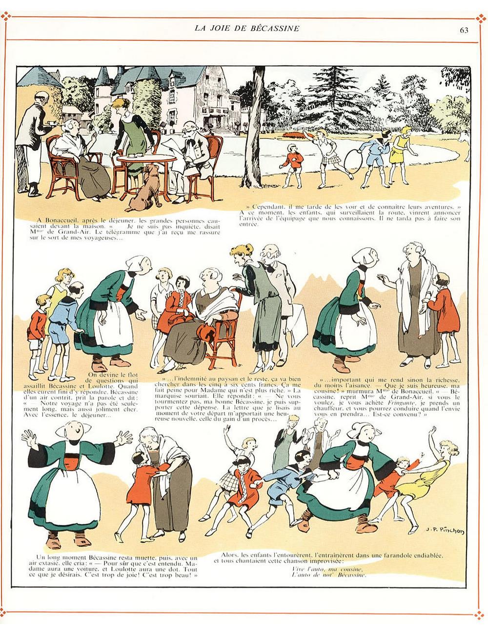 Bécassine – L'Automobile de Bécassine (1927), page 63. Caumery & J.-P. Pinchon. Domaine public.