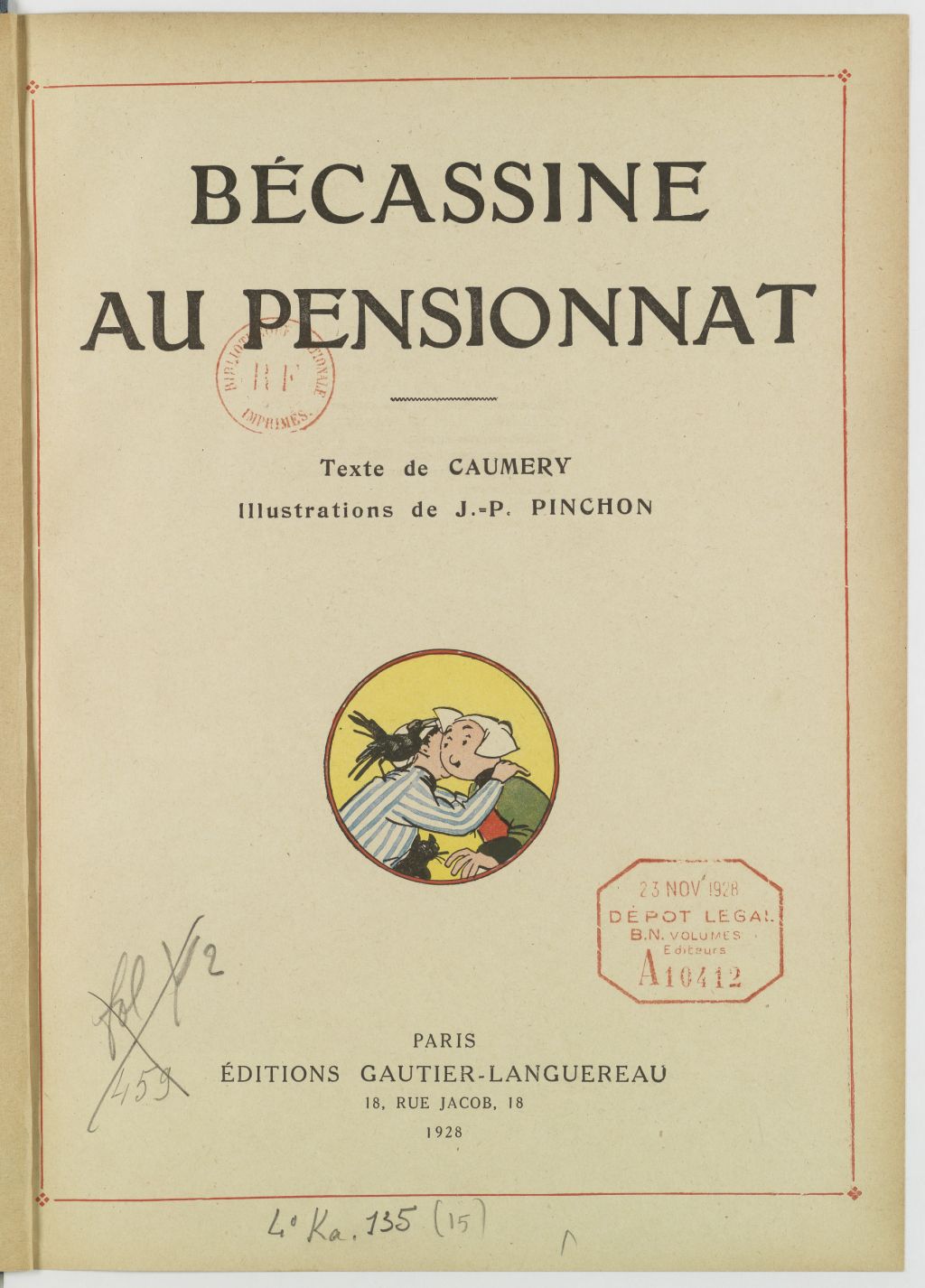 Bécassine – Bécassine au pensionnat (1928), page 2. Caumery & J.-P. Pinchon. Domaine public. Source gallica.bnf.fr / BnF.