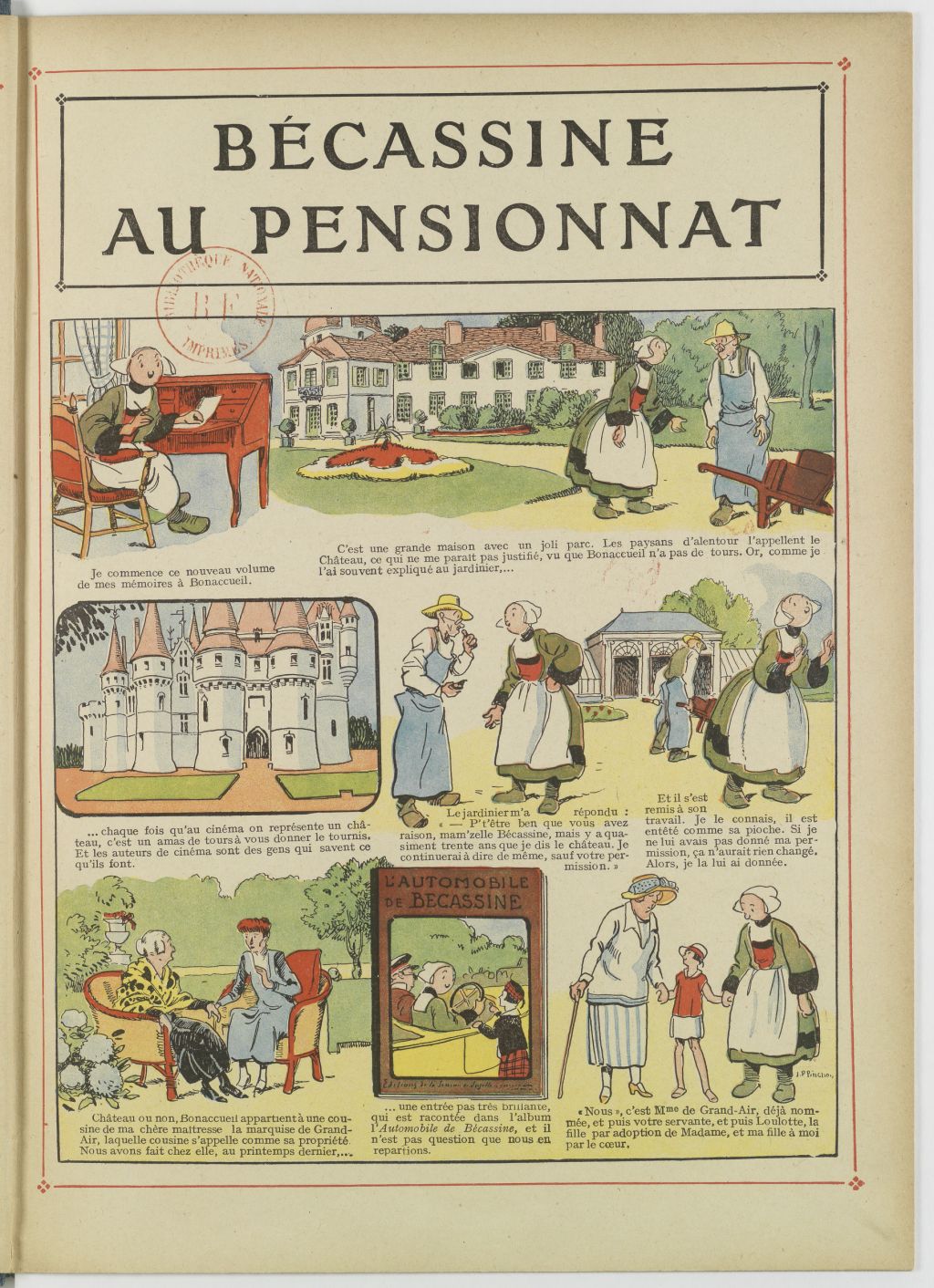 Bécassine – Bécassine au pensionnat (1928), page 4. Caumery & J.-P. Pinchon. Domaine public. Source gallica.bnf.fr / BnF.