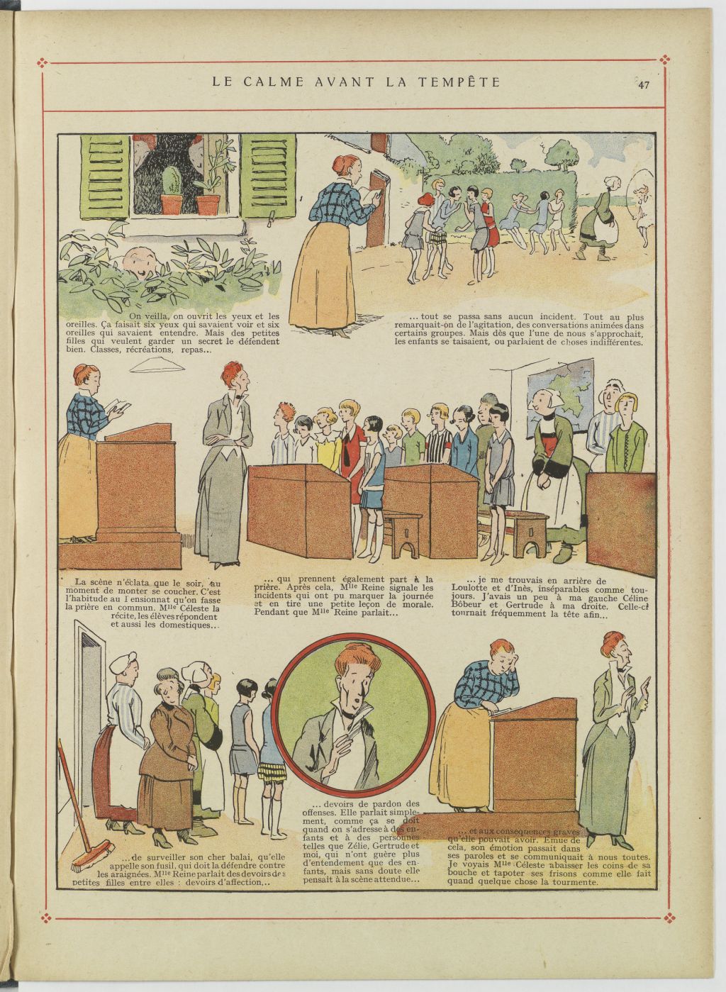 Bécassine – Bécassine au pensionnat (1928), page 48. Caumery & J.-P. Pinchon. Domaine public. Source gallica.bnf.fr / BnF.