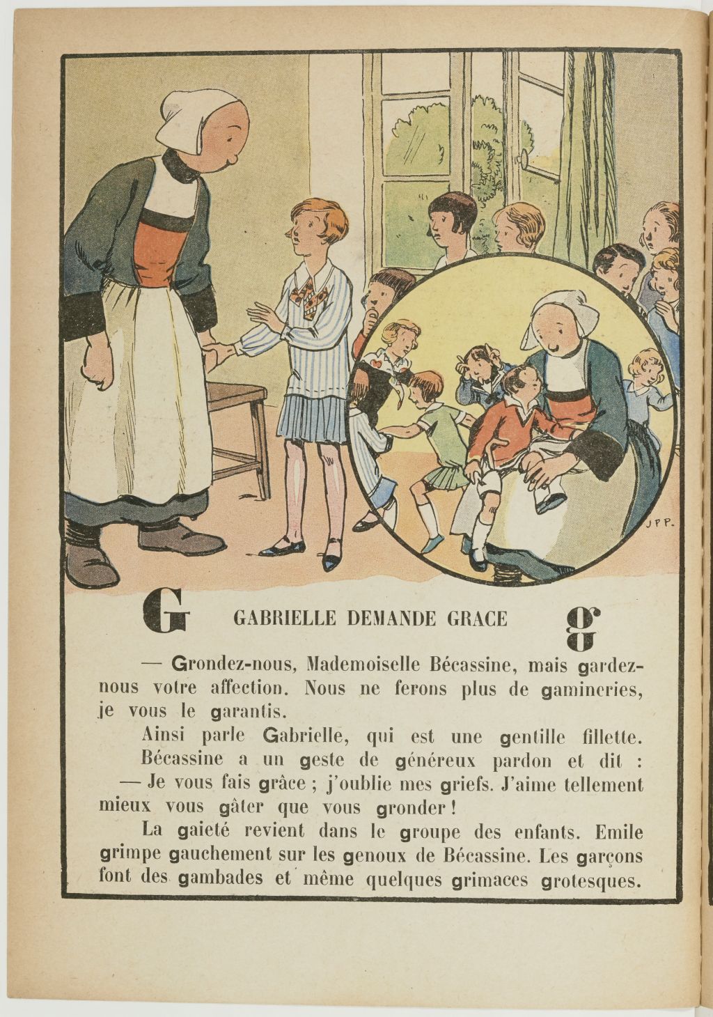 Bécassine – Bécassine, maîtresse d'école (1929), page 12. Caumery & J.-P. Pinchon. Domaine public. Source gallica.bnf.fr / BnF.