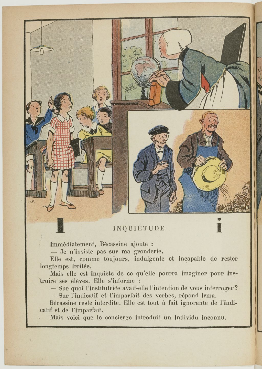 Bécassine – Bécassine, maîtresse d'école (1929), page 14. Caumery & J.-P. Pinchon. Domaine public. Source gallica.bnf.fr / BnF.