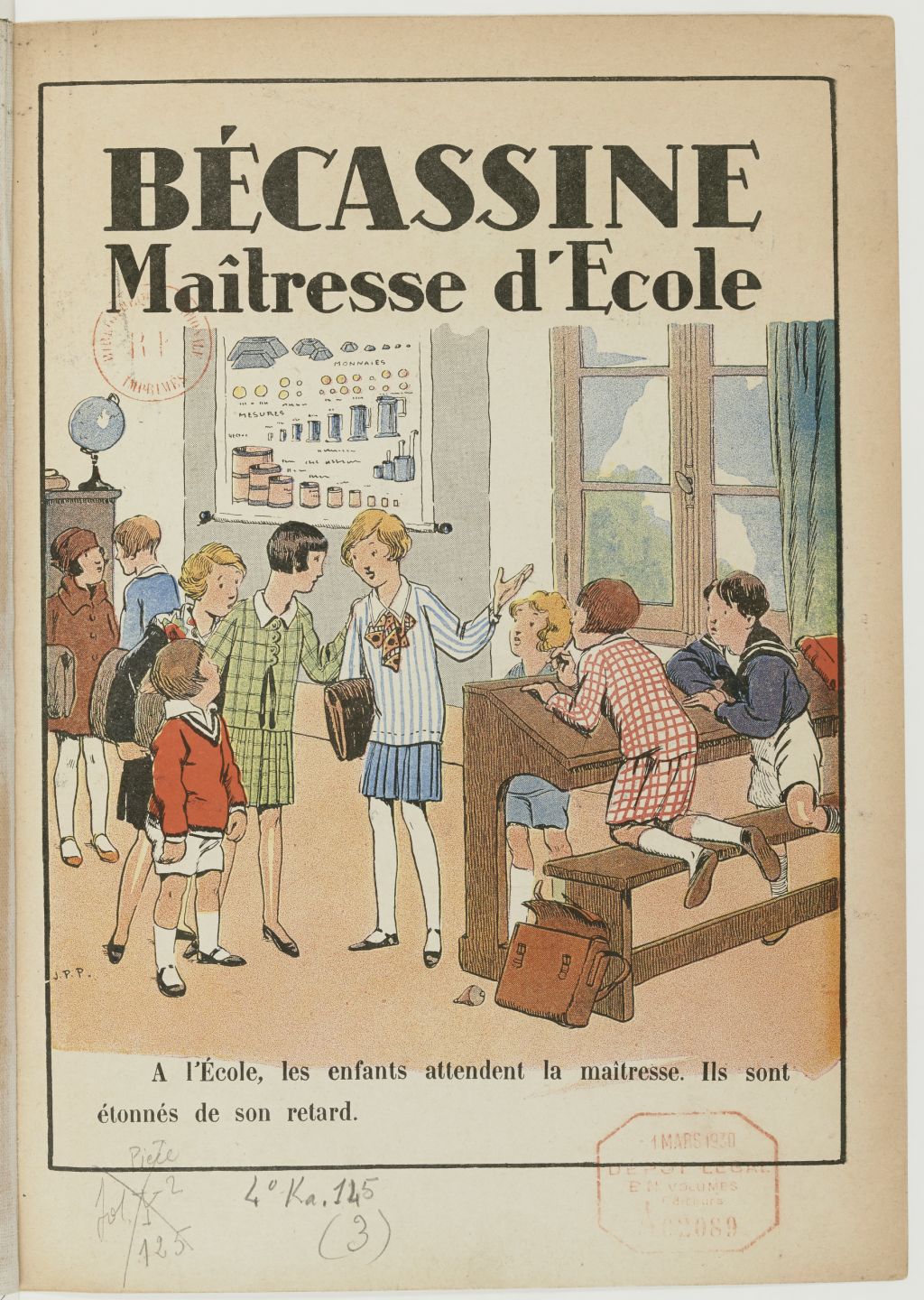 Bécassine – Bécassine, maîtresse d'école (1929), page 3. Caumery & J.-P. Pinchon. Domaine public. Source gallica.bnf.fr / BnF.