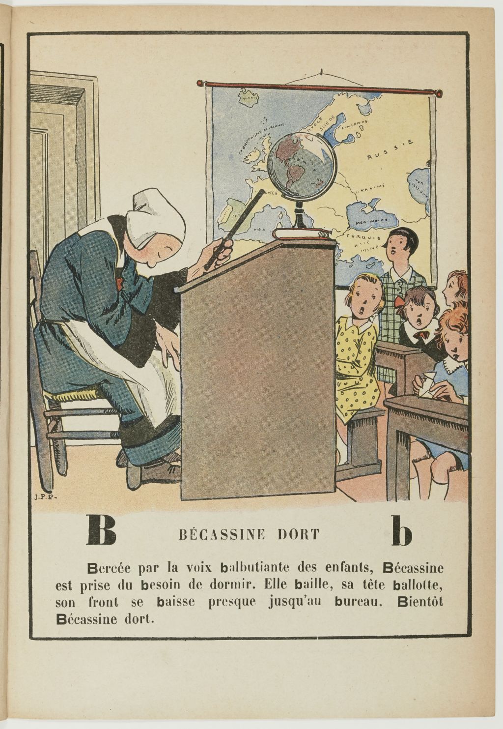 Bécassine – Bécassine, maîtresse d'école (1929), page 7. Caumery & J.-P. Pinchon. Domaine public. Source gallica.bnf.fr / BnF.