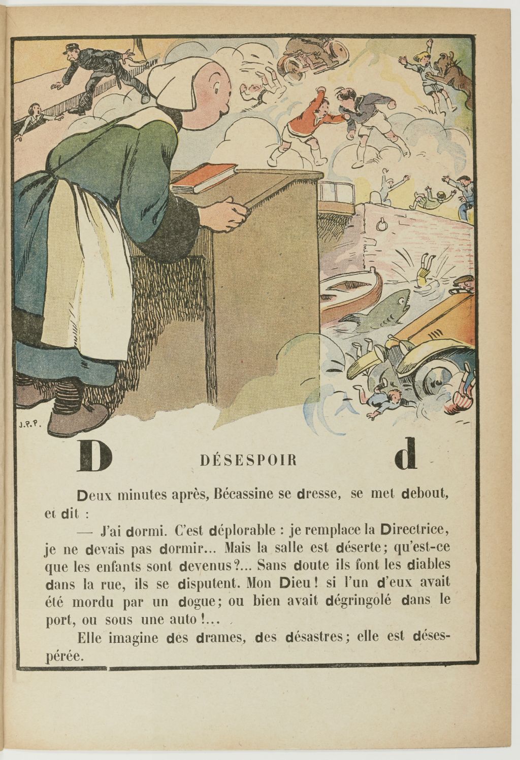 Bécassine – Bécassine, maîtresse d'école (1929), page 9. Caumery & J.-P. Pinchon. Domaine public. Source gallica.bnf.fr / BnF.