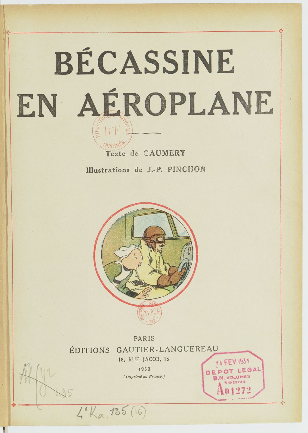 Bécassine – Bécassine en aéroplane (1930), page 2. Caumery & J.-P. Pinchon. Domaine public. Source gallica.bnf.fr / BnF.