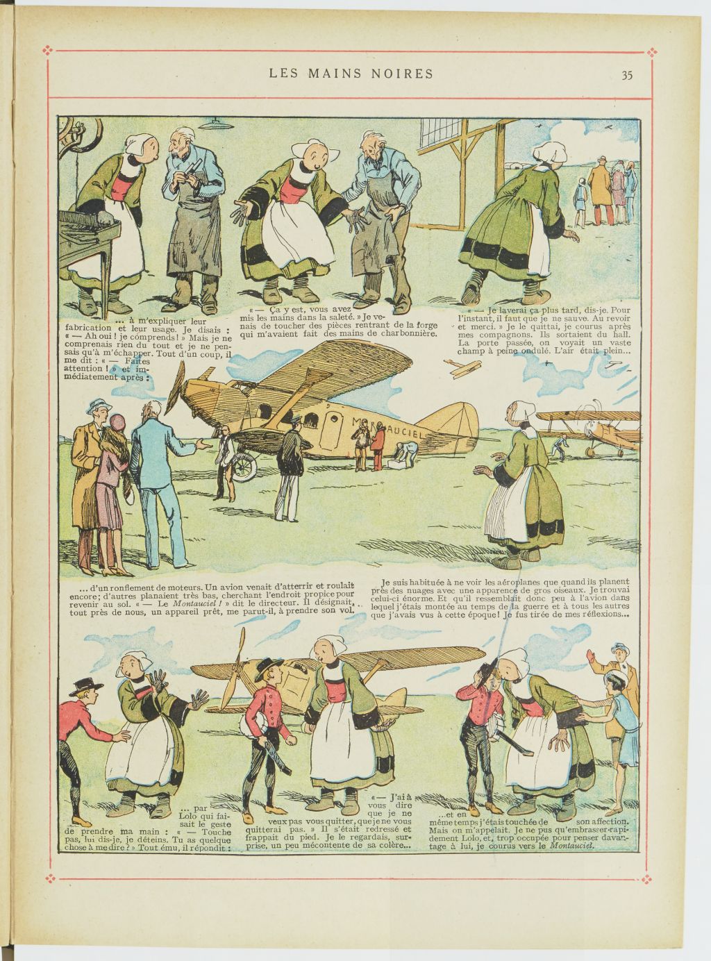 Bécassine – Bécassine en aéroplane (1930), page 36. Caumery & J.-P. Pinchon. Domaine public. Source gallica.bnf.fr / BnF.